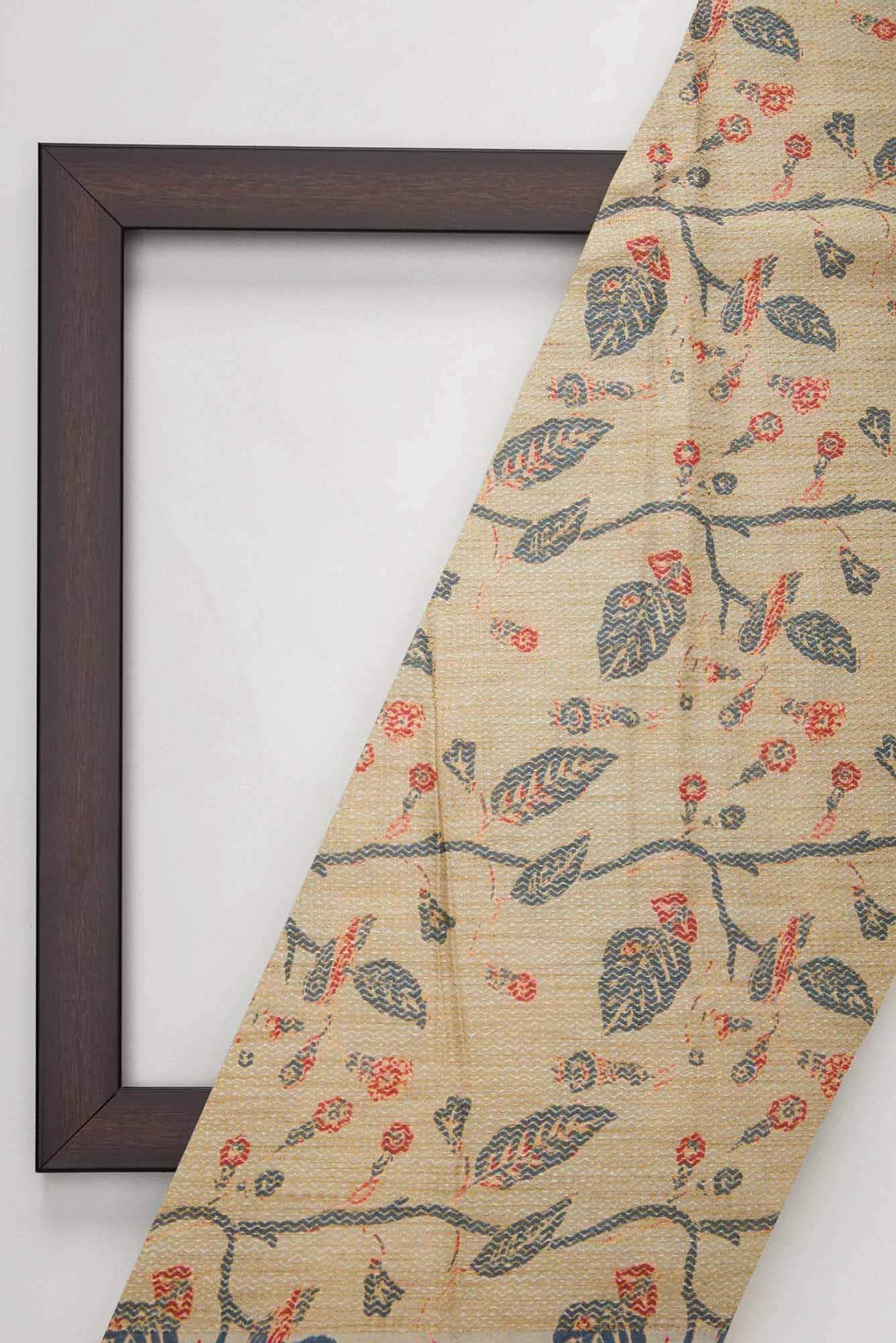 Sandal Tussar Silk Dress Material