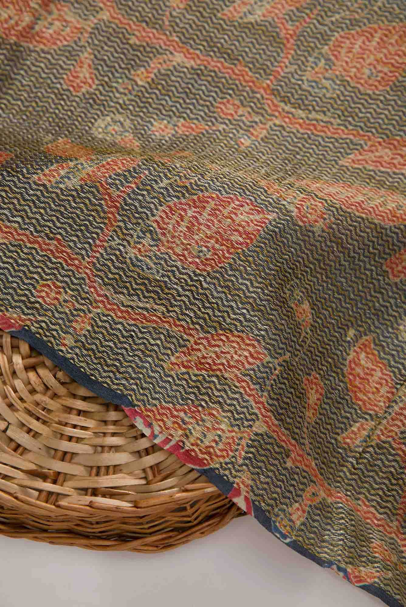 Blue Tussar Silk Dress Material