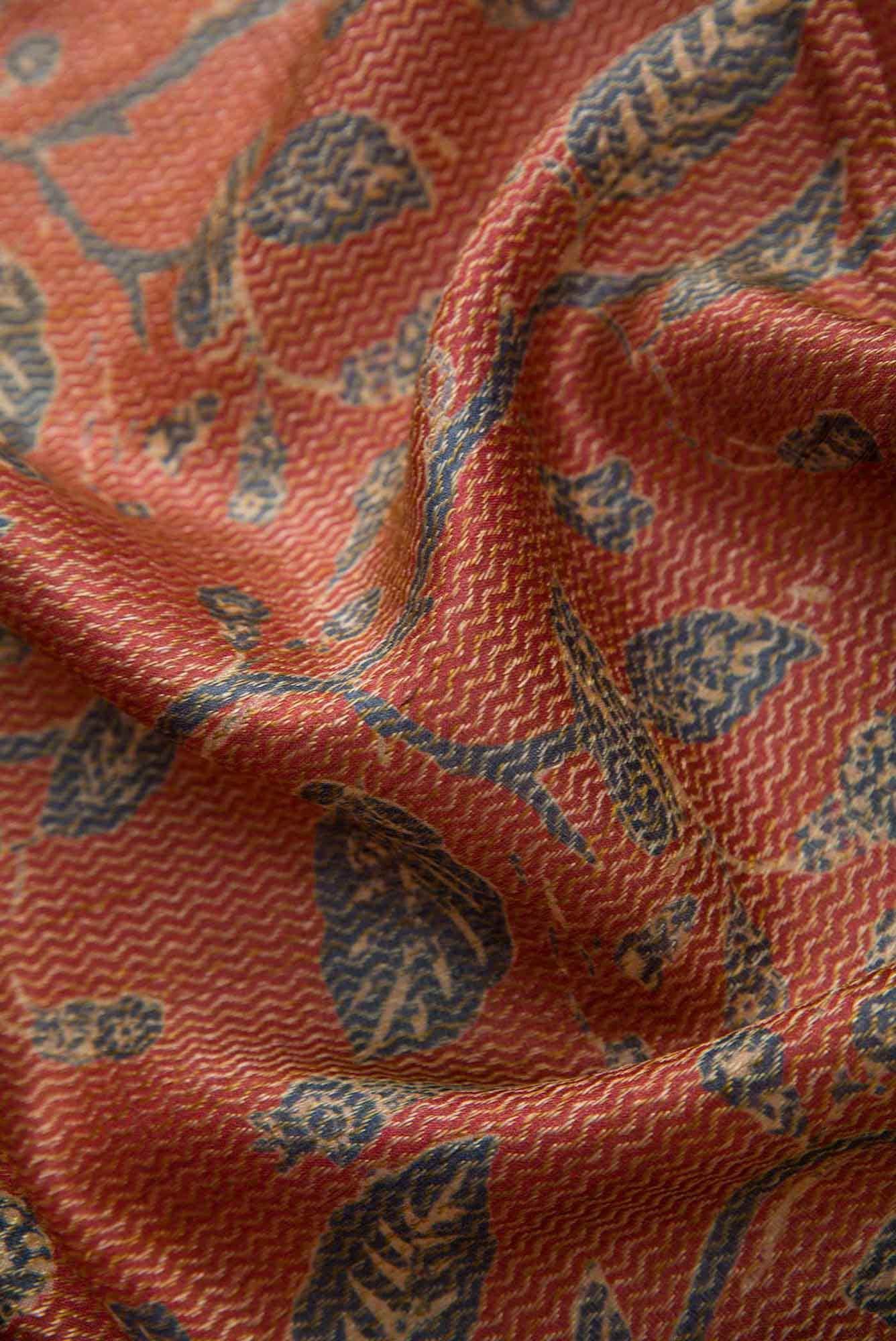 Maroon Tussar Silk Dress Material