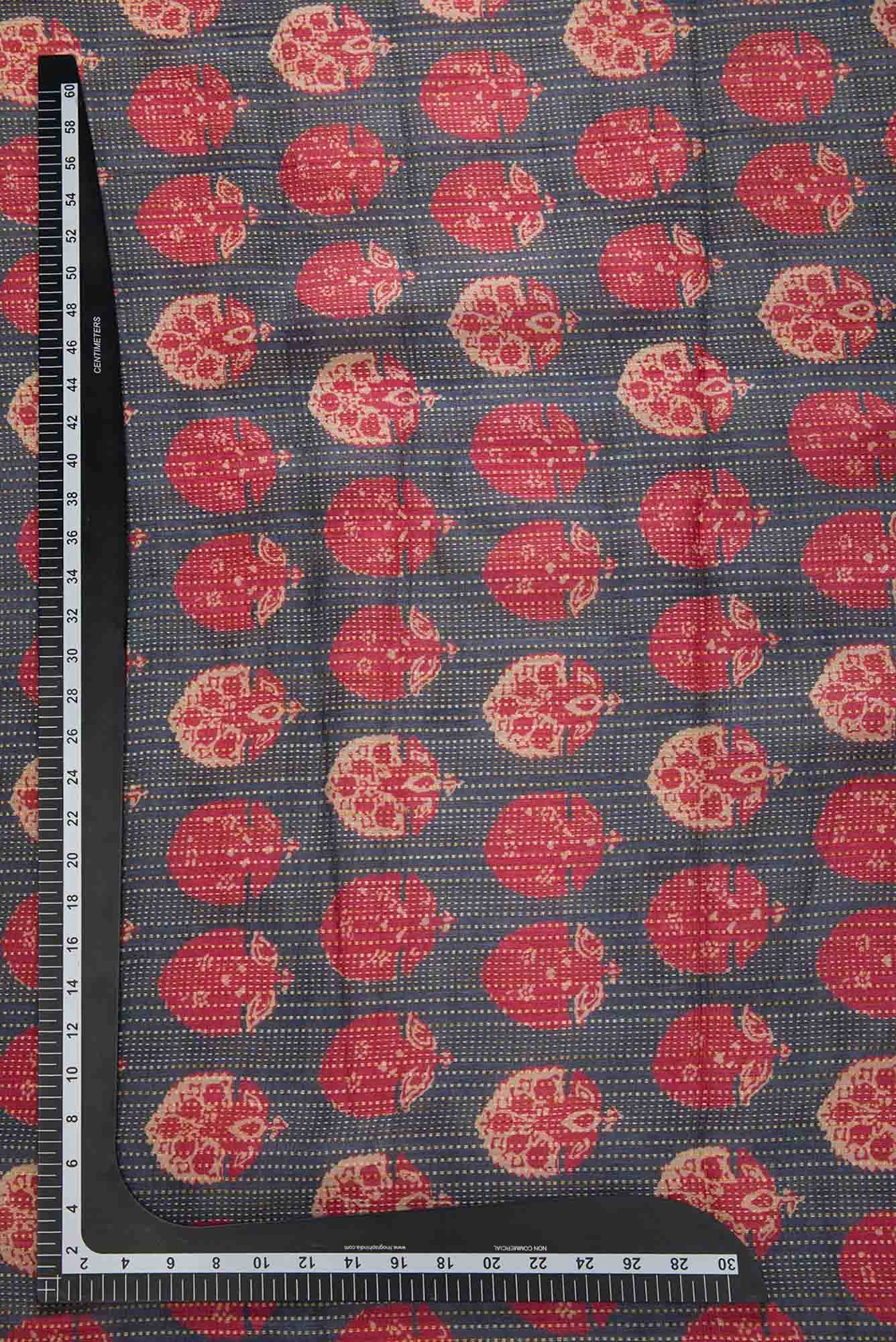 Grey Tussar Silk Dress Material
