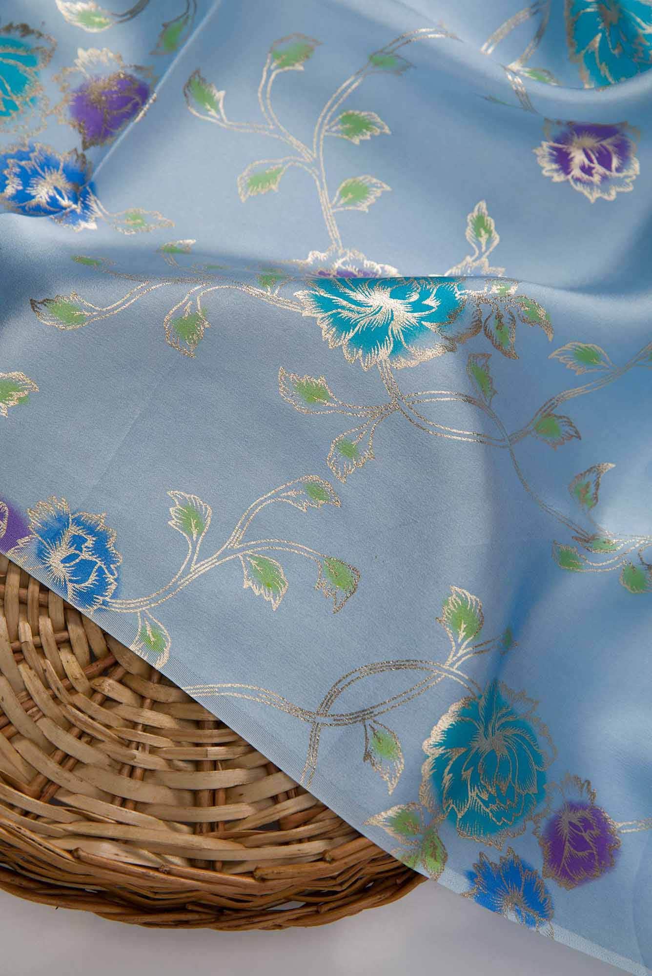 Blue Crepe Dress Material