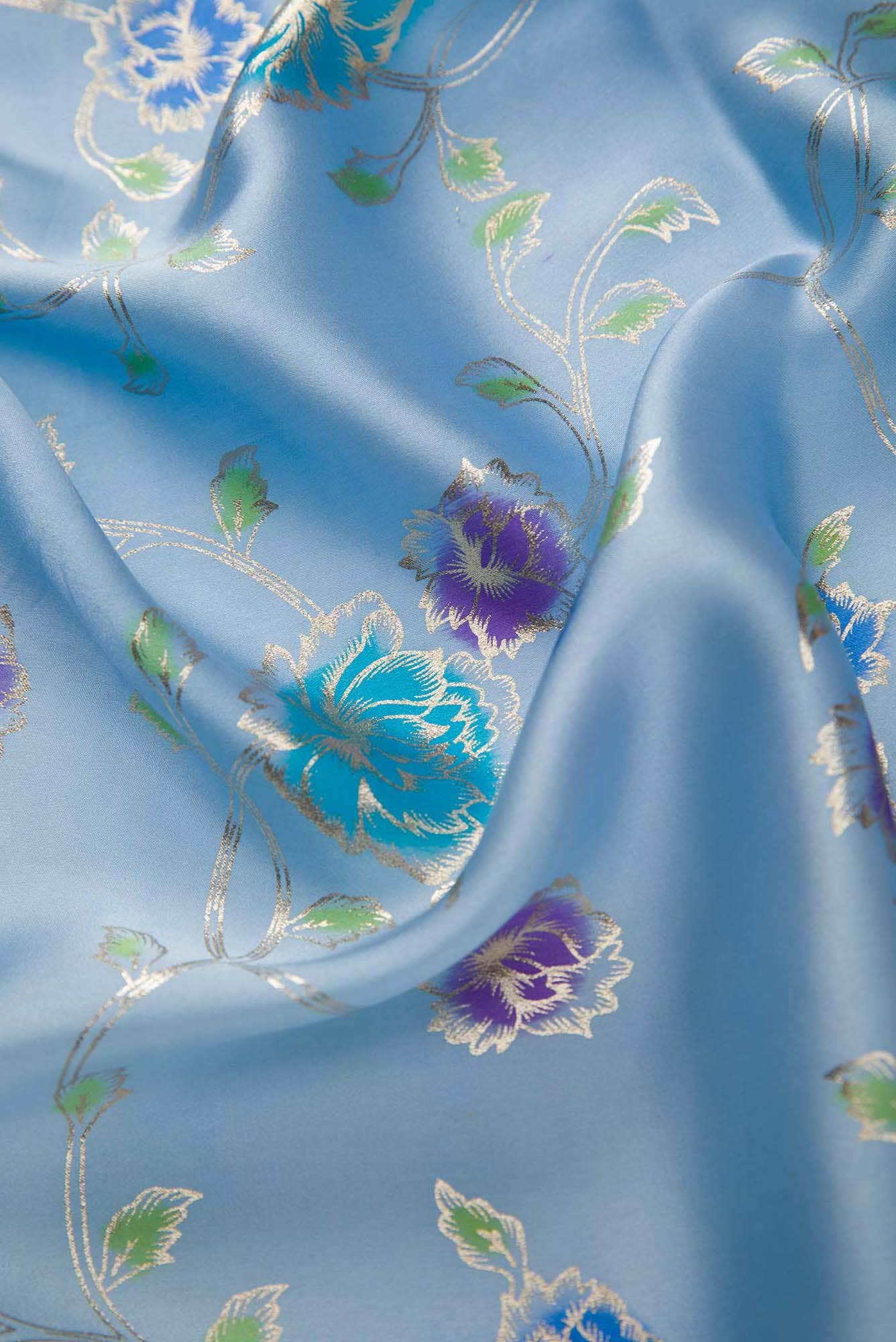Blue Crepe Dress Material