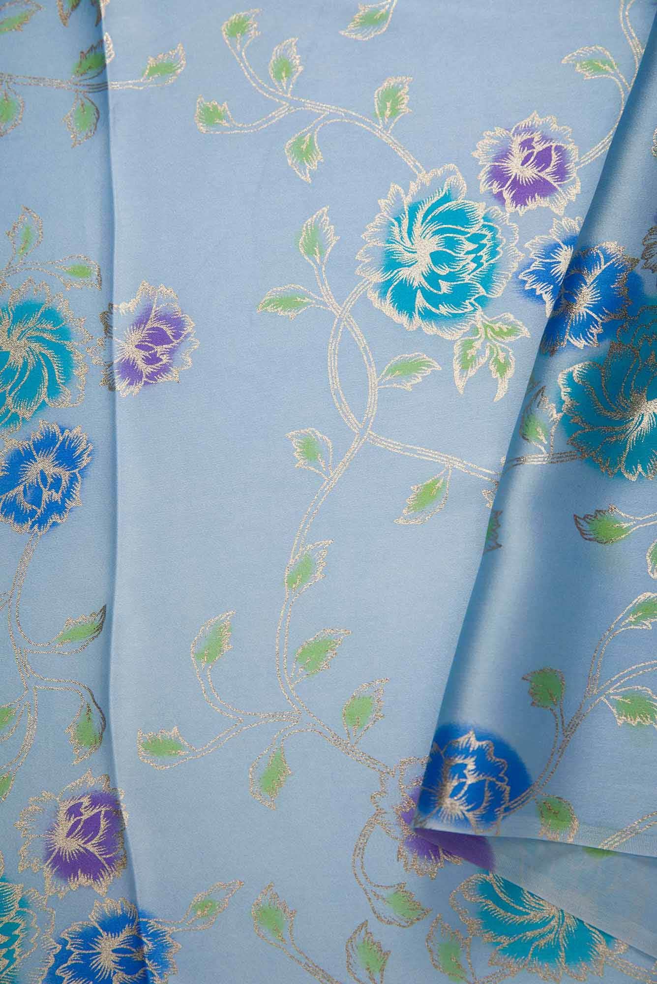 Blue Crepe Dress Material