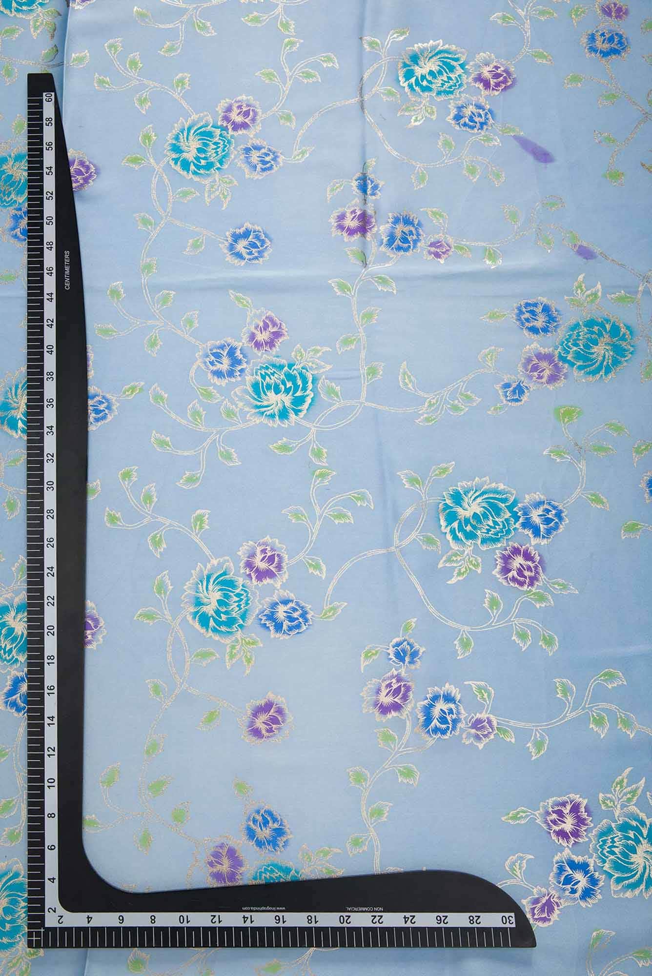 Blue Crepe Dress Material