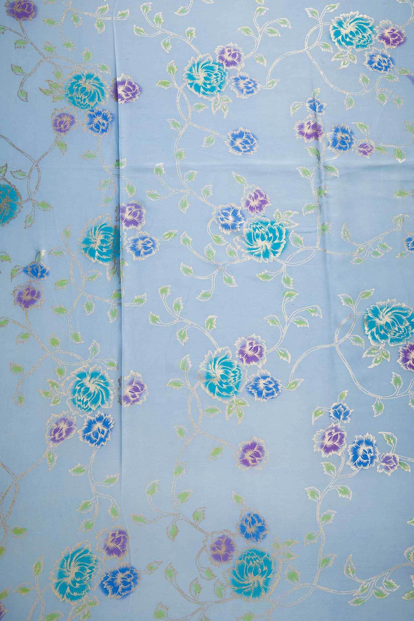 Blue Crepe Dress Material