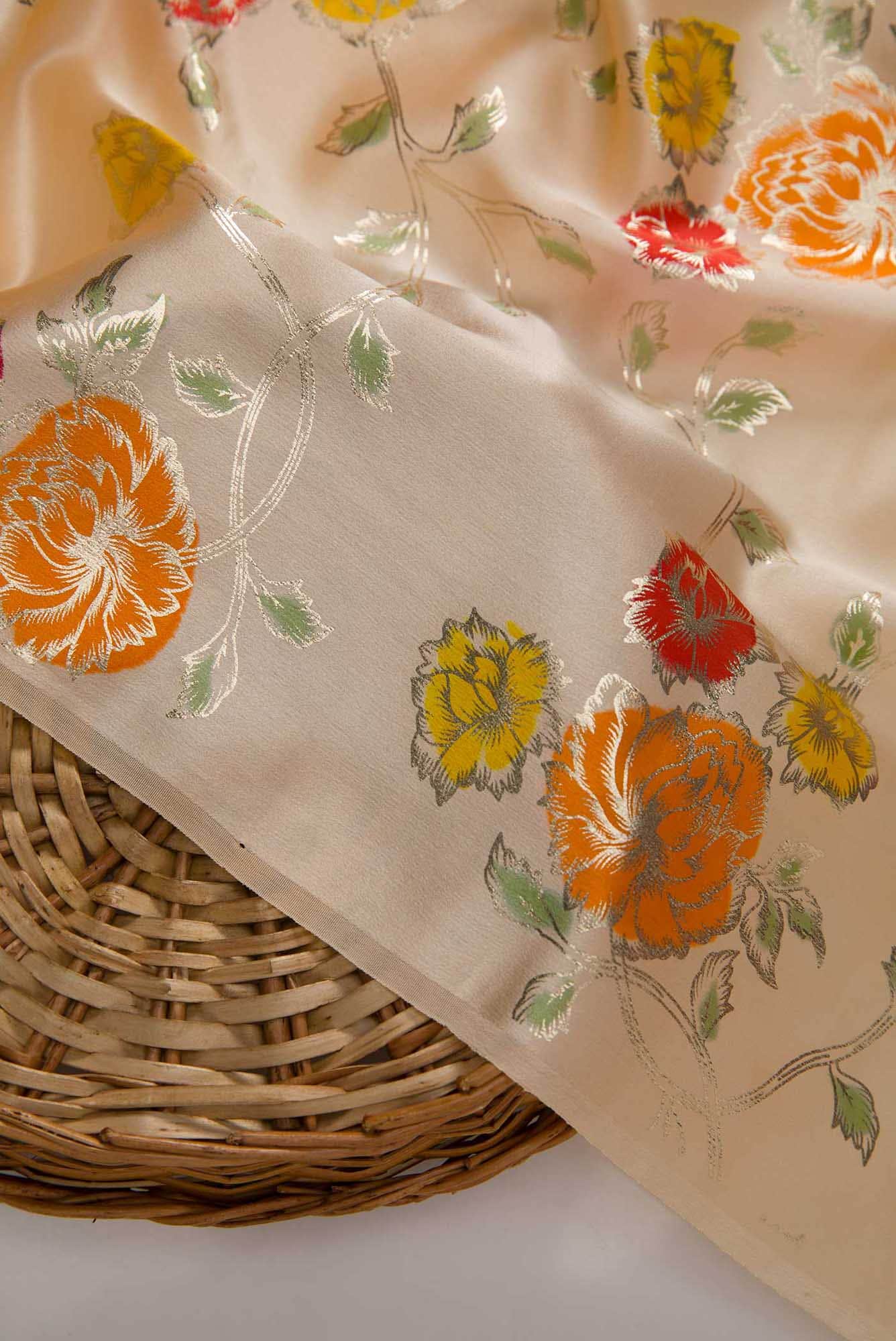 Peach Crepe Dress Material