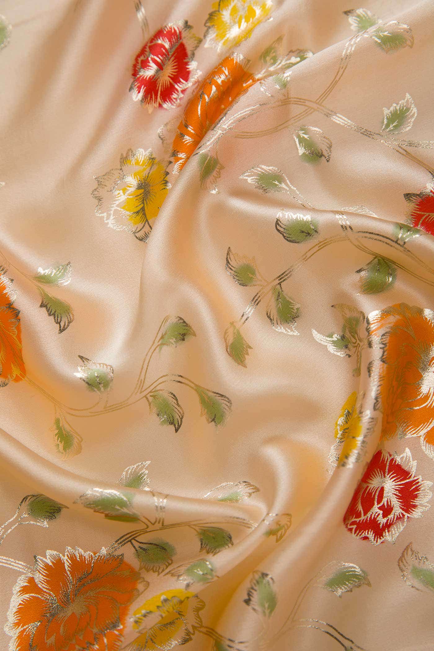 Peach Crepe Dress Material