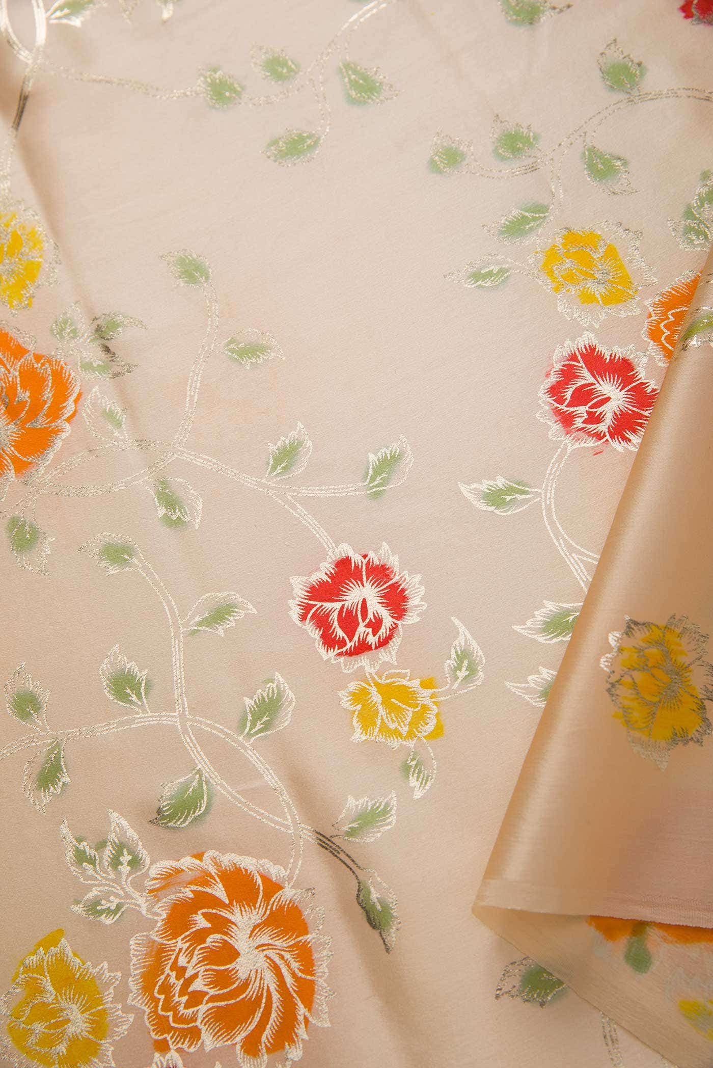 Peach Crepe Dress Material