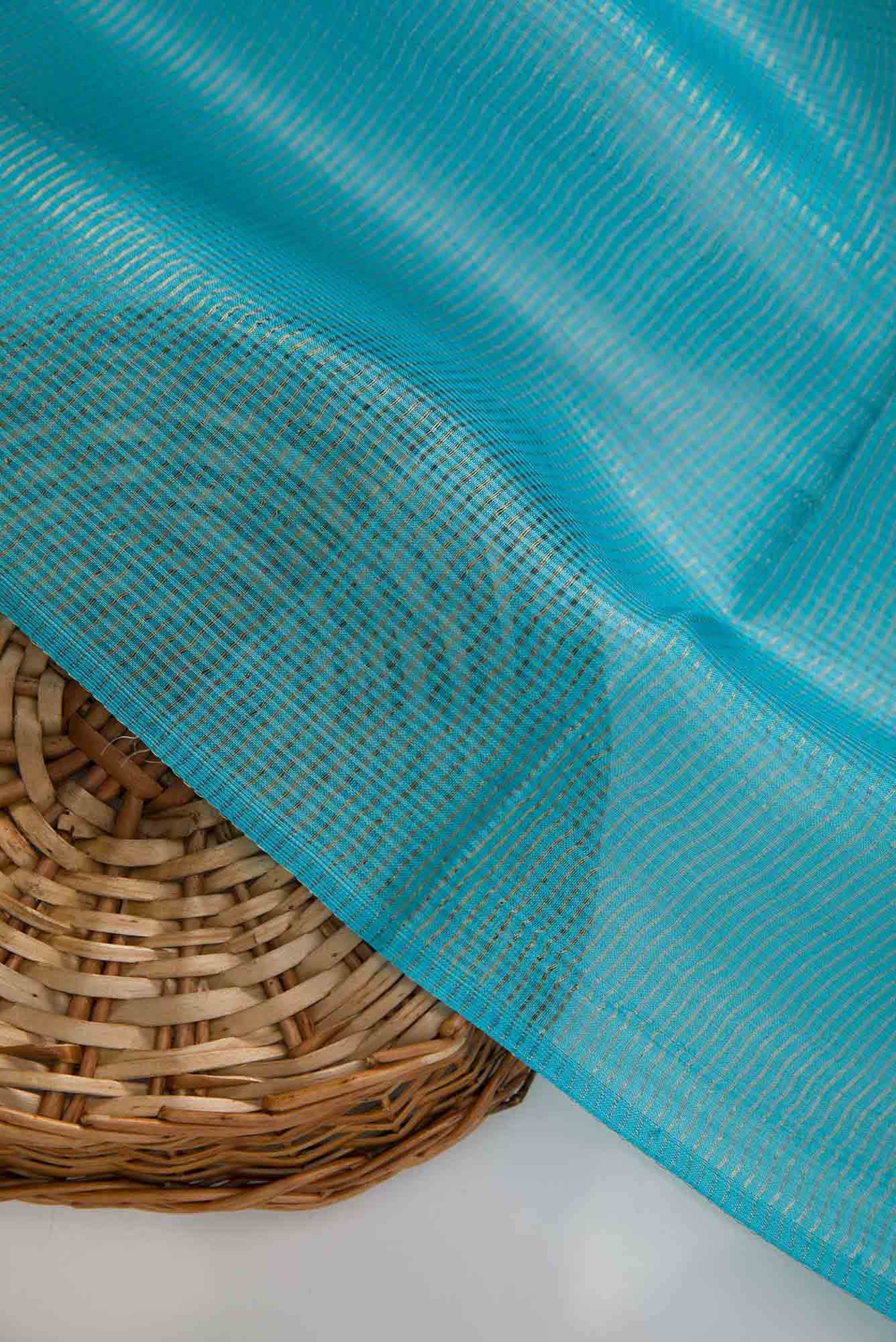 Sky Blue Tussar Silk Dress Material