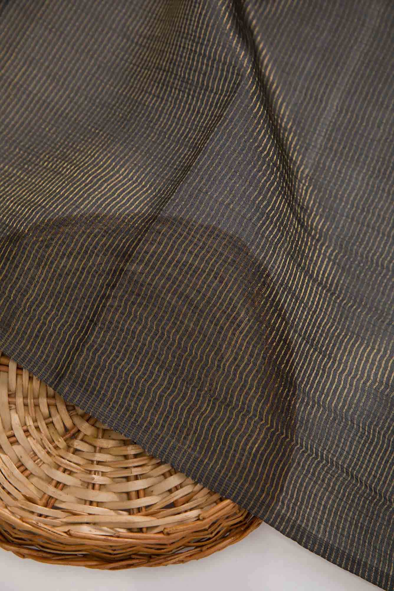 Black Tussar Silk Dress Material