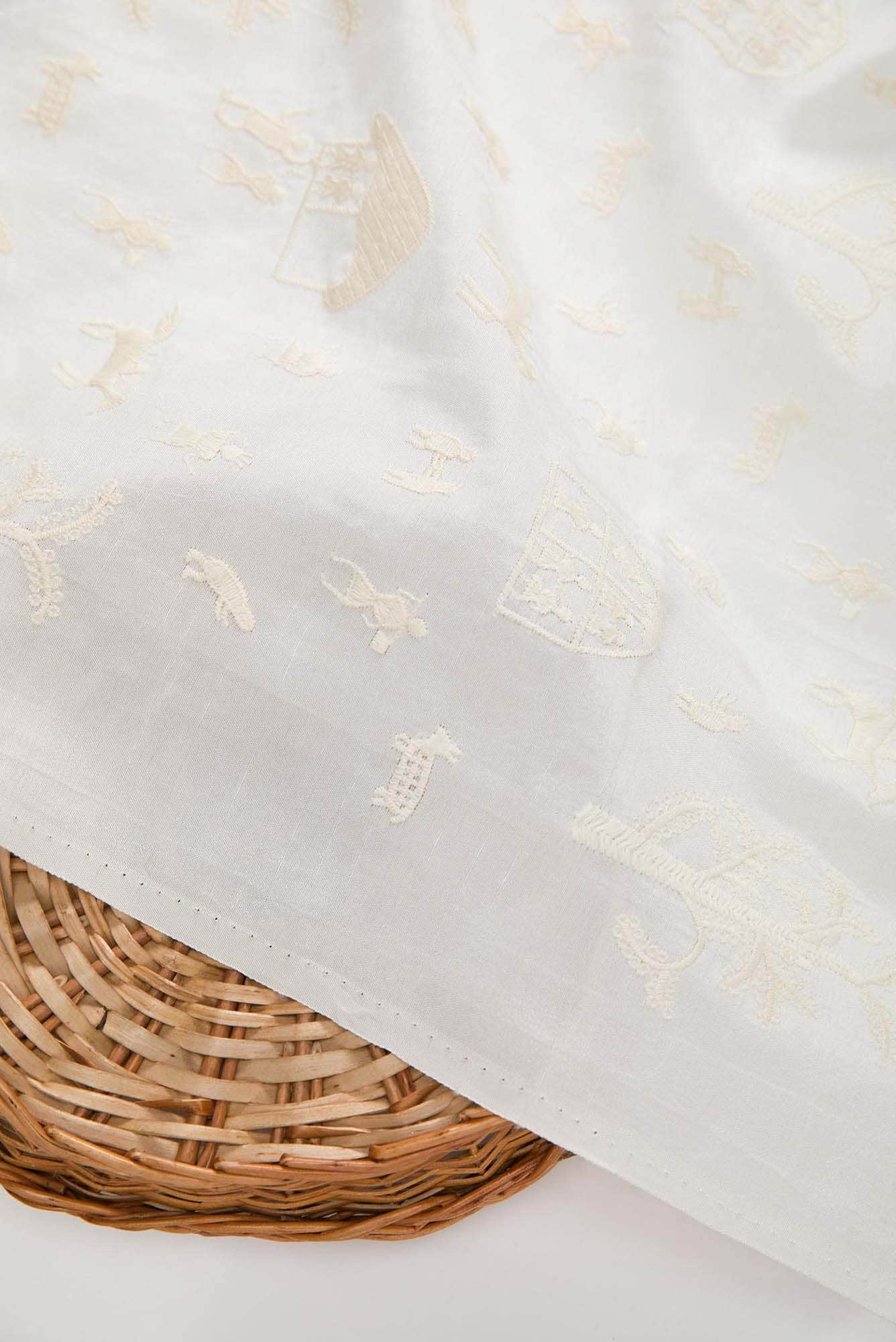 Off White Raw Silk Dress Material