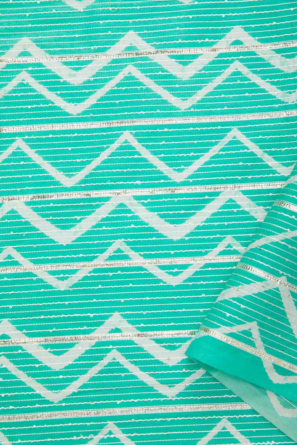 Sea Green Cotton Dress Material
