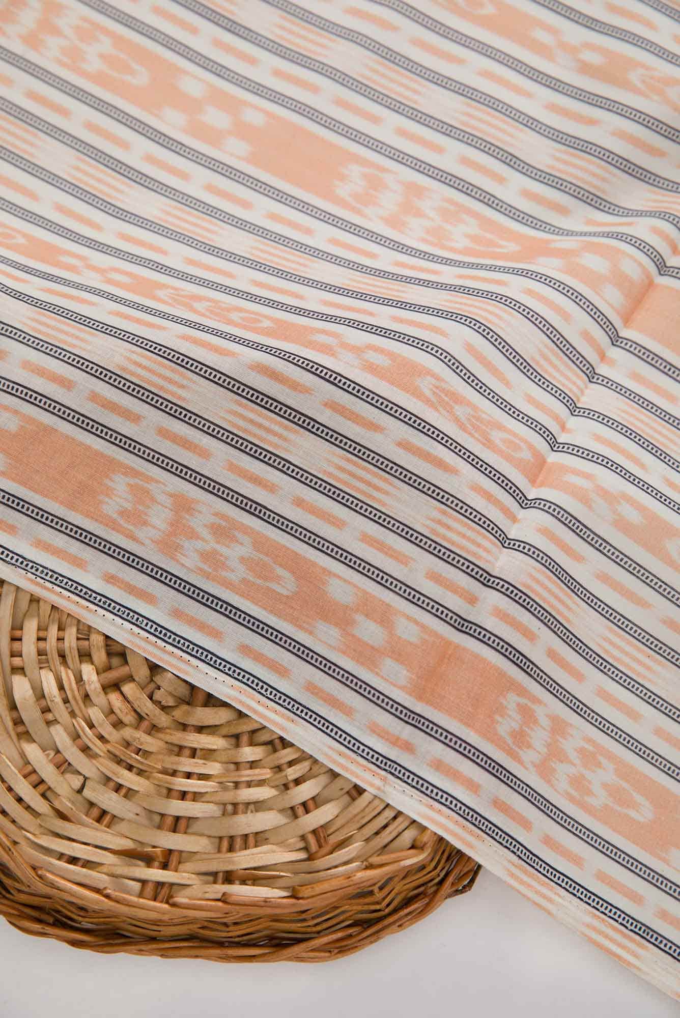 Off White and Peach Cotton Dress Material