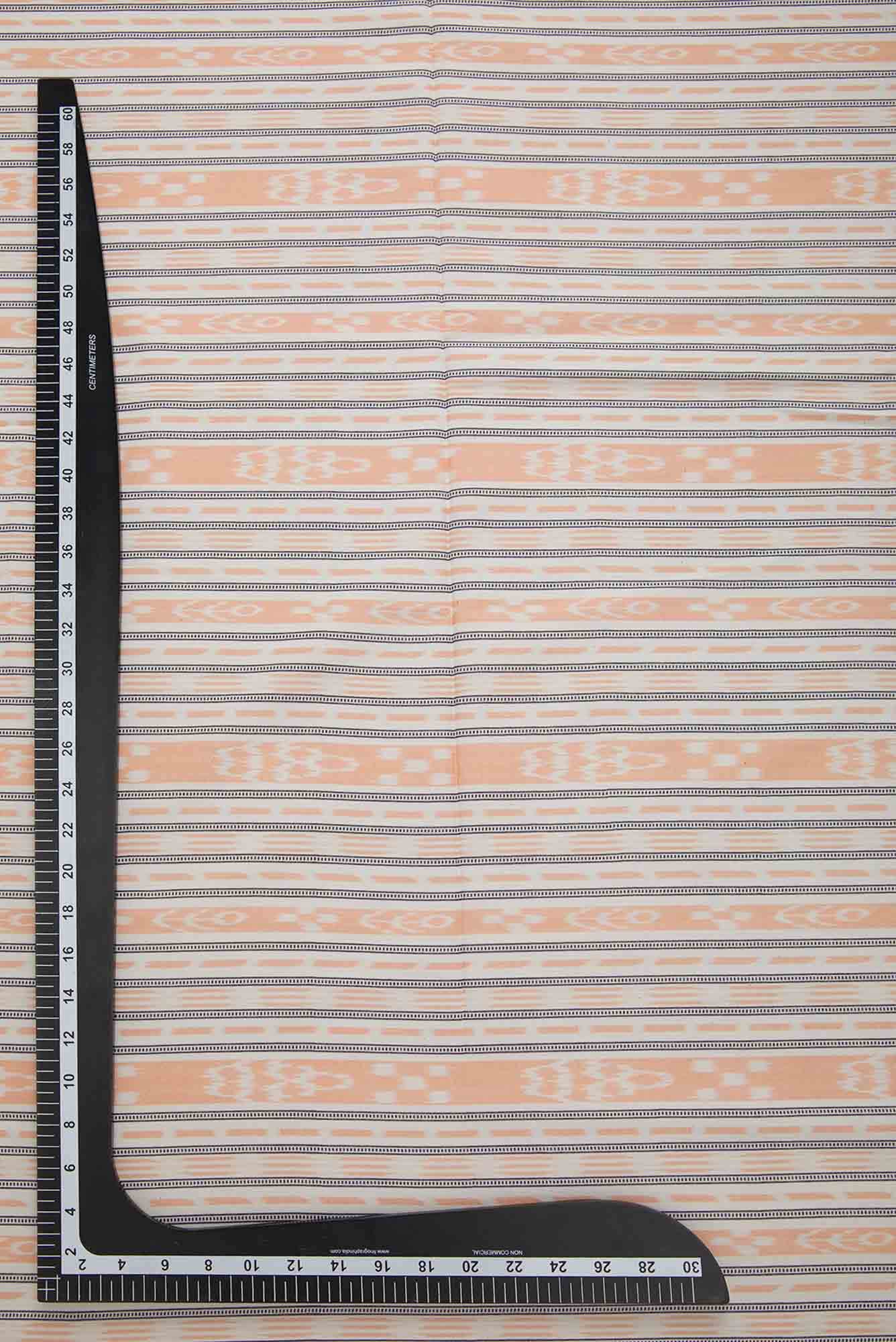 Off White and Peach Cotton Dress Material