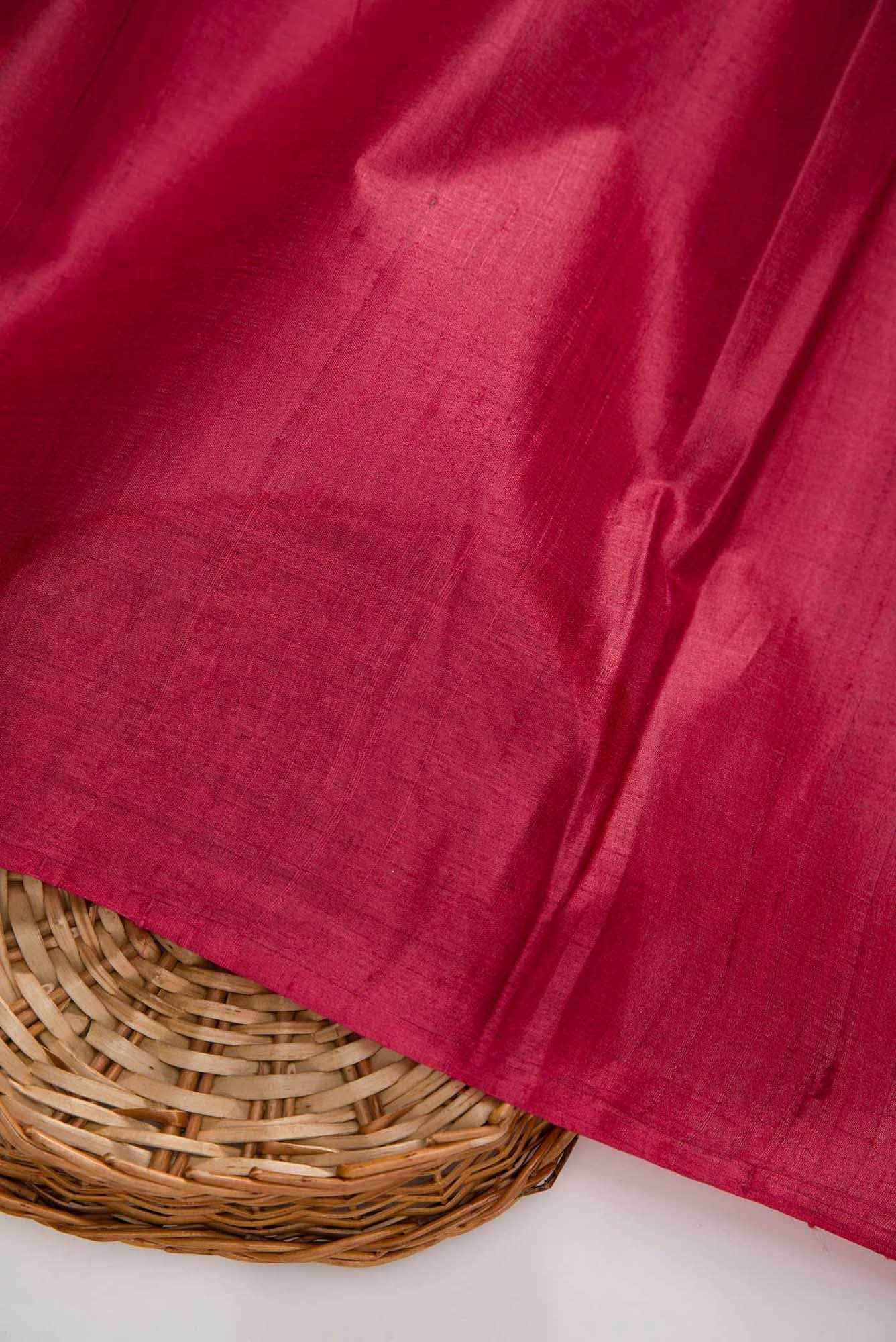 Maroon Tussar Silk Dress Material