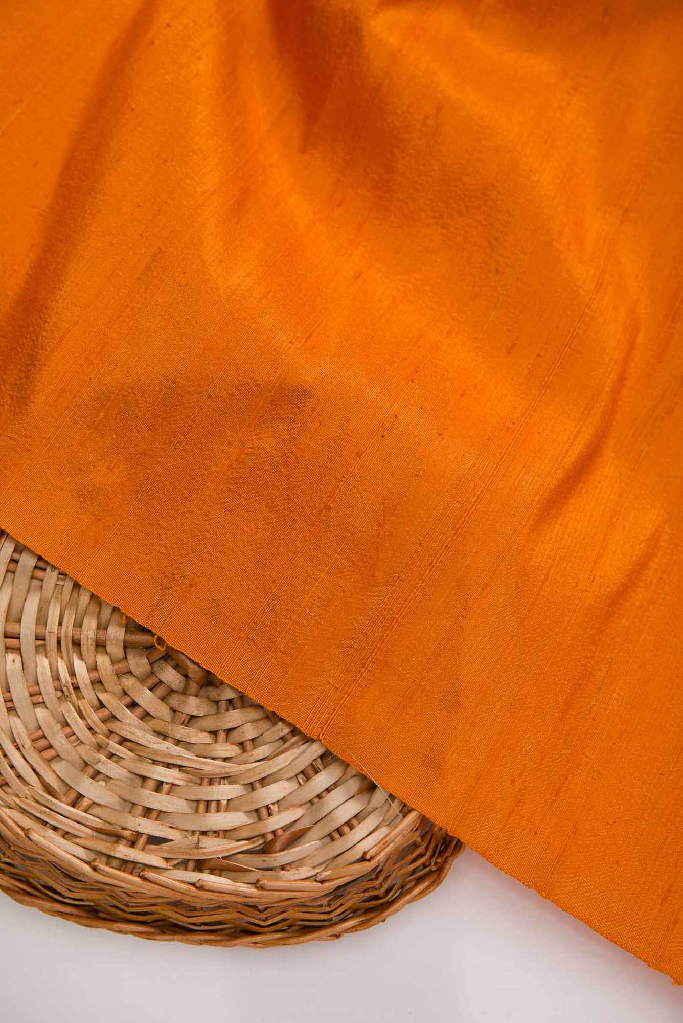 Orange Raw Silk Dress Material