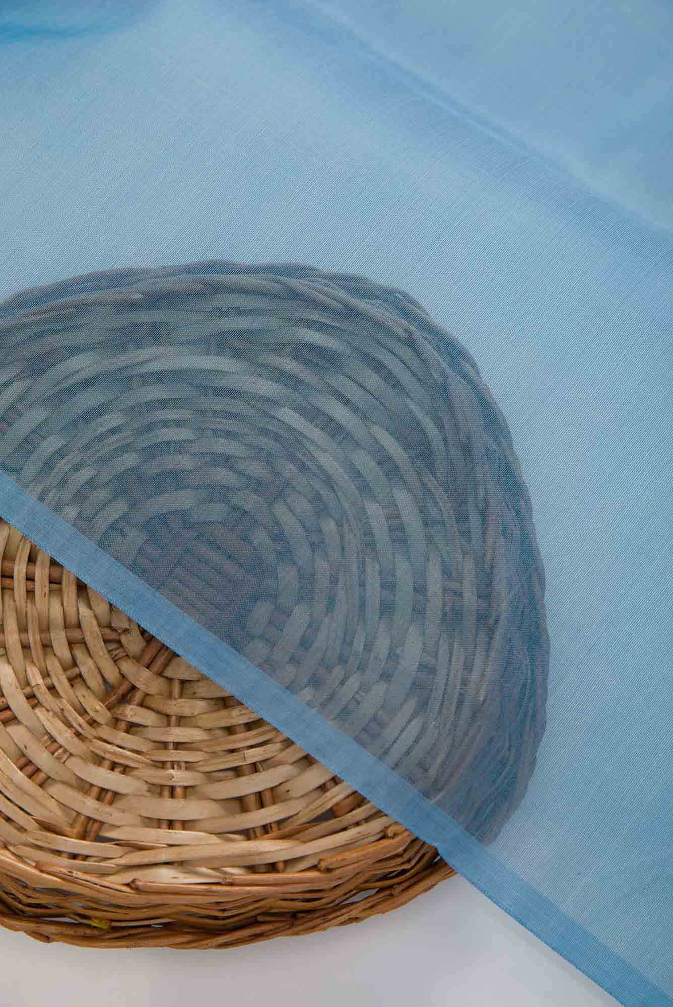 Blue Organza Silk Dress Material