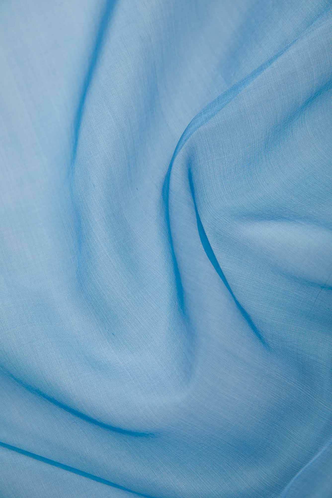 Blue Organza Silk Dress Material