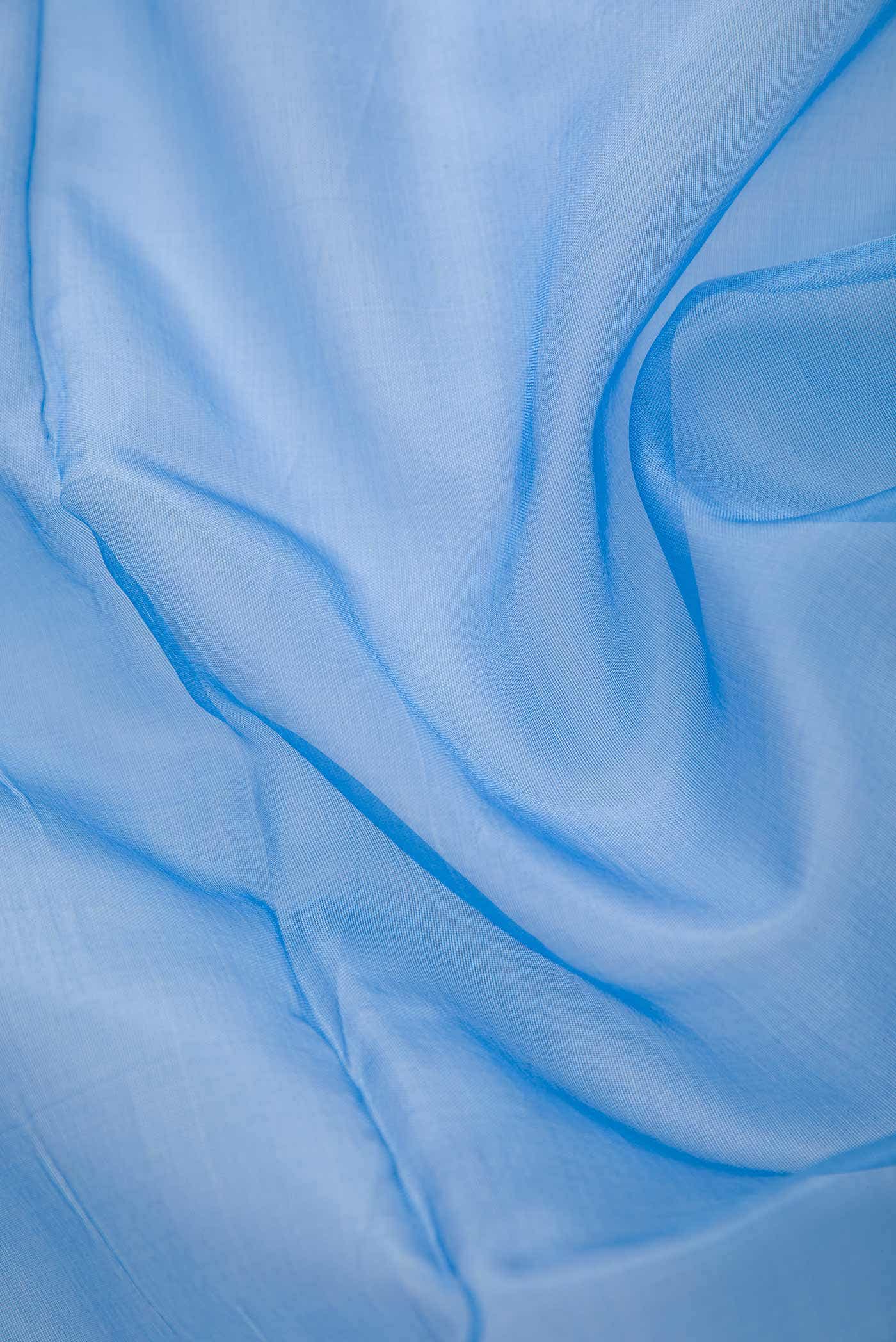 Blue Organza Silk Dress Material