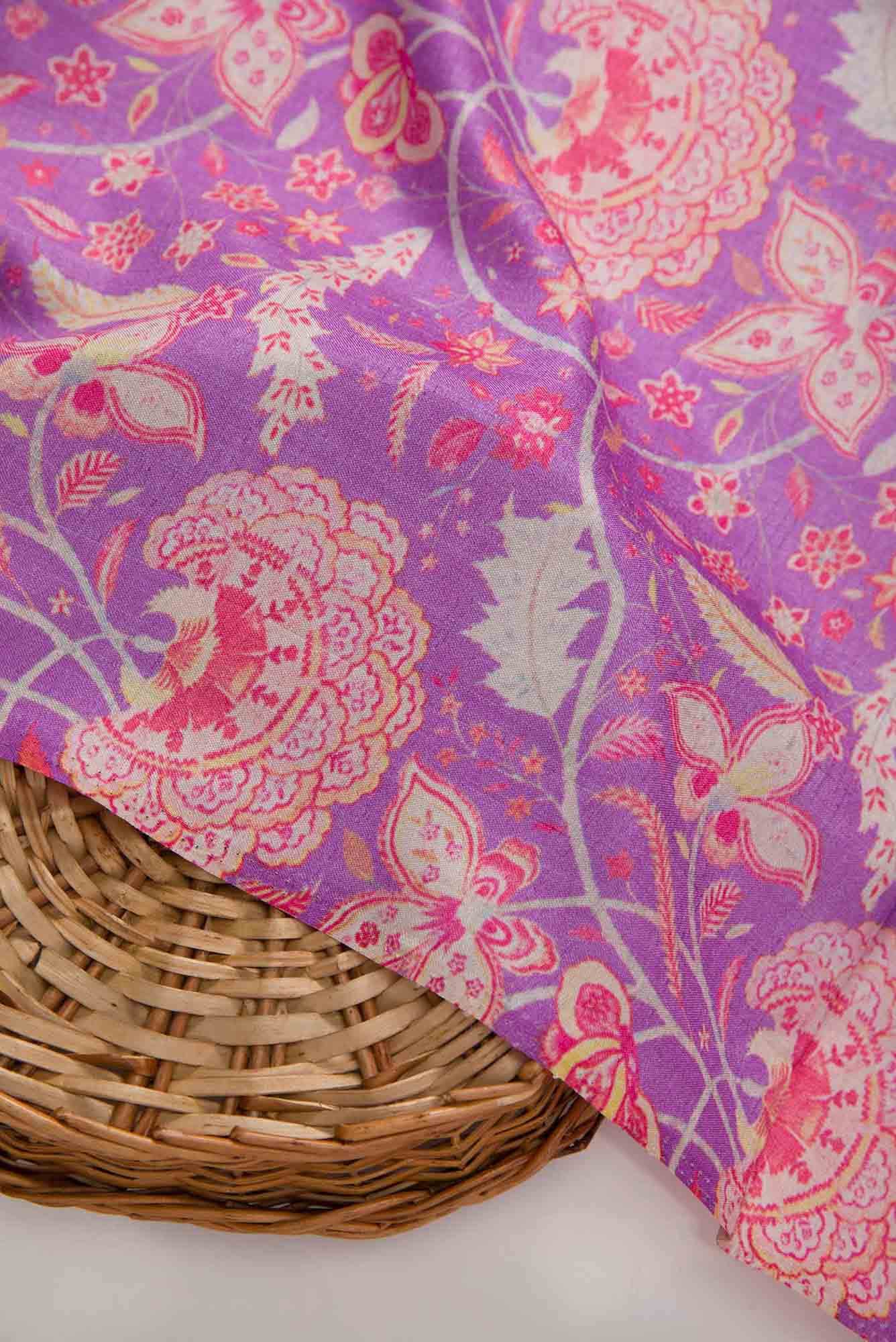 Lavender Raw Silk Dress Material