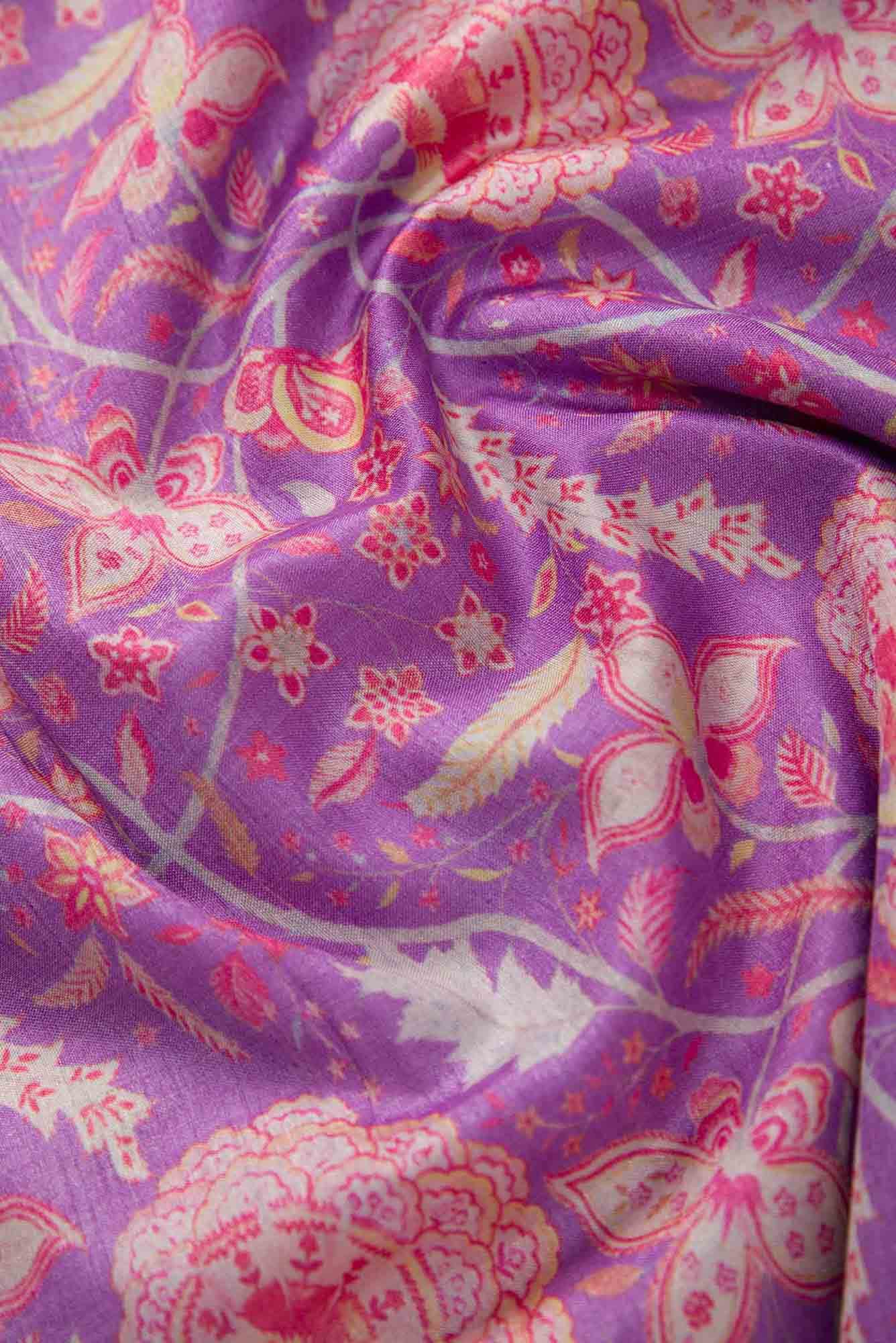 Lavender Raw Silk Dress Material