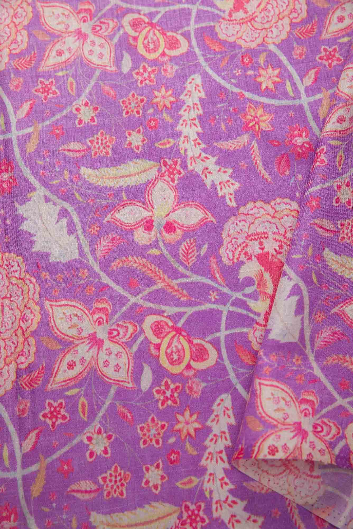 Lavender Raw Silk Dress Material