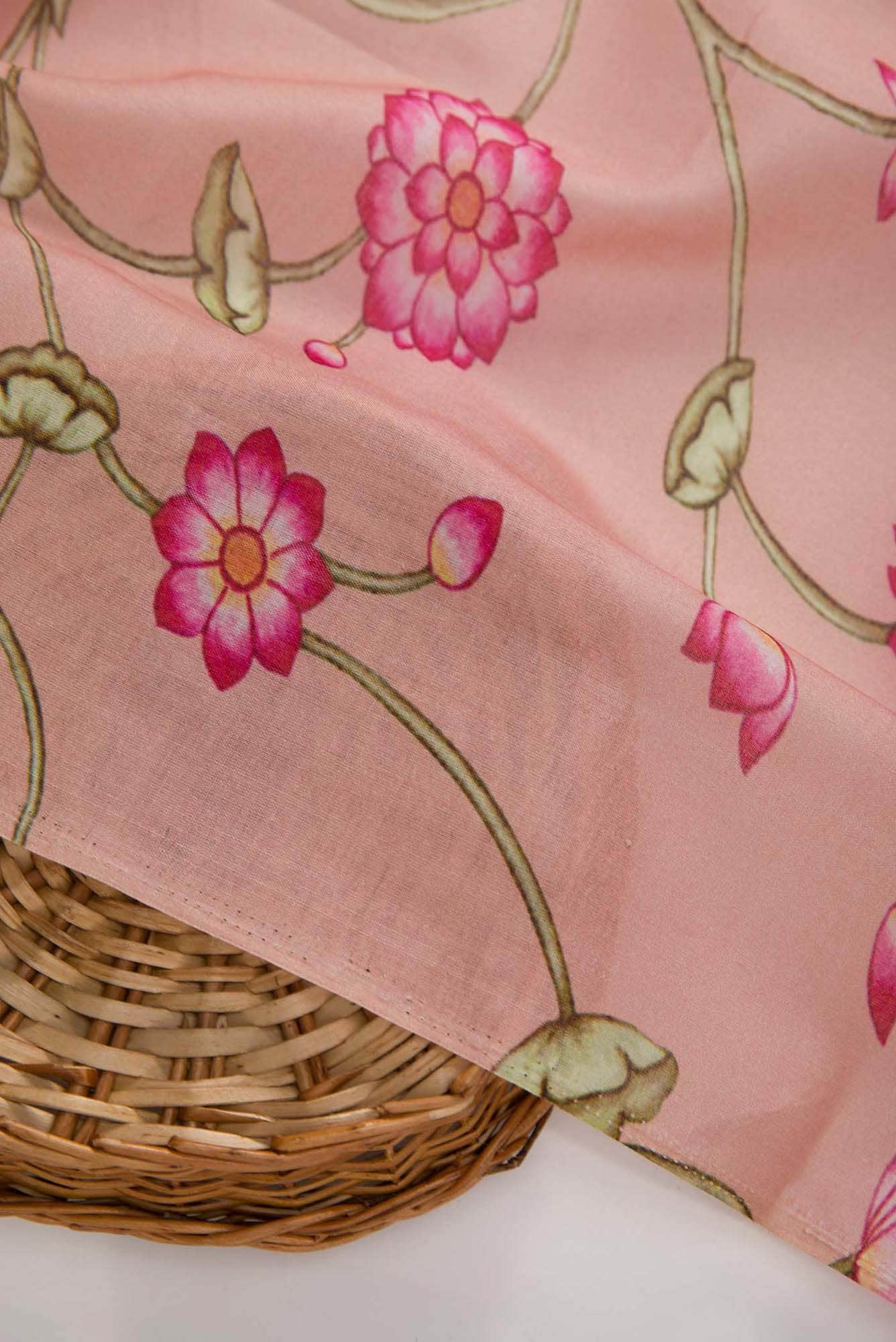 Peach Chanderi Silk Dress Material