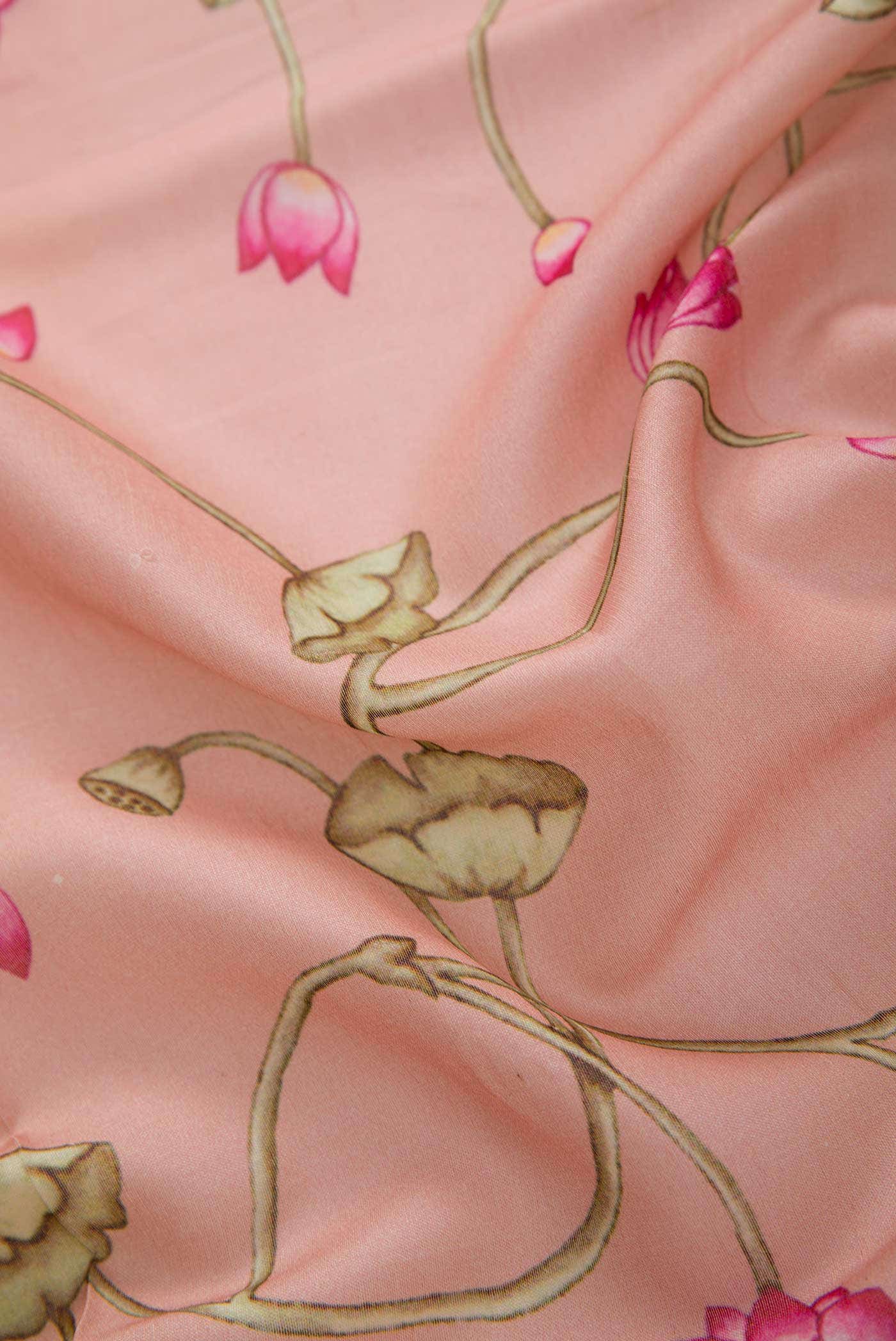 Peach Chanderi Silk Dress Material