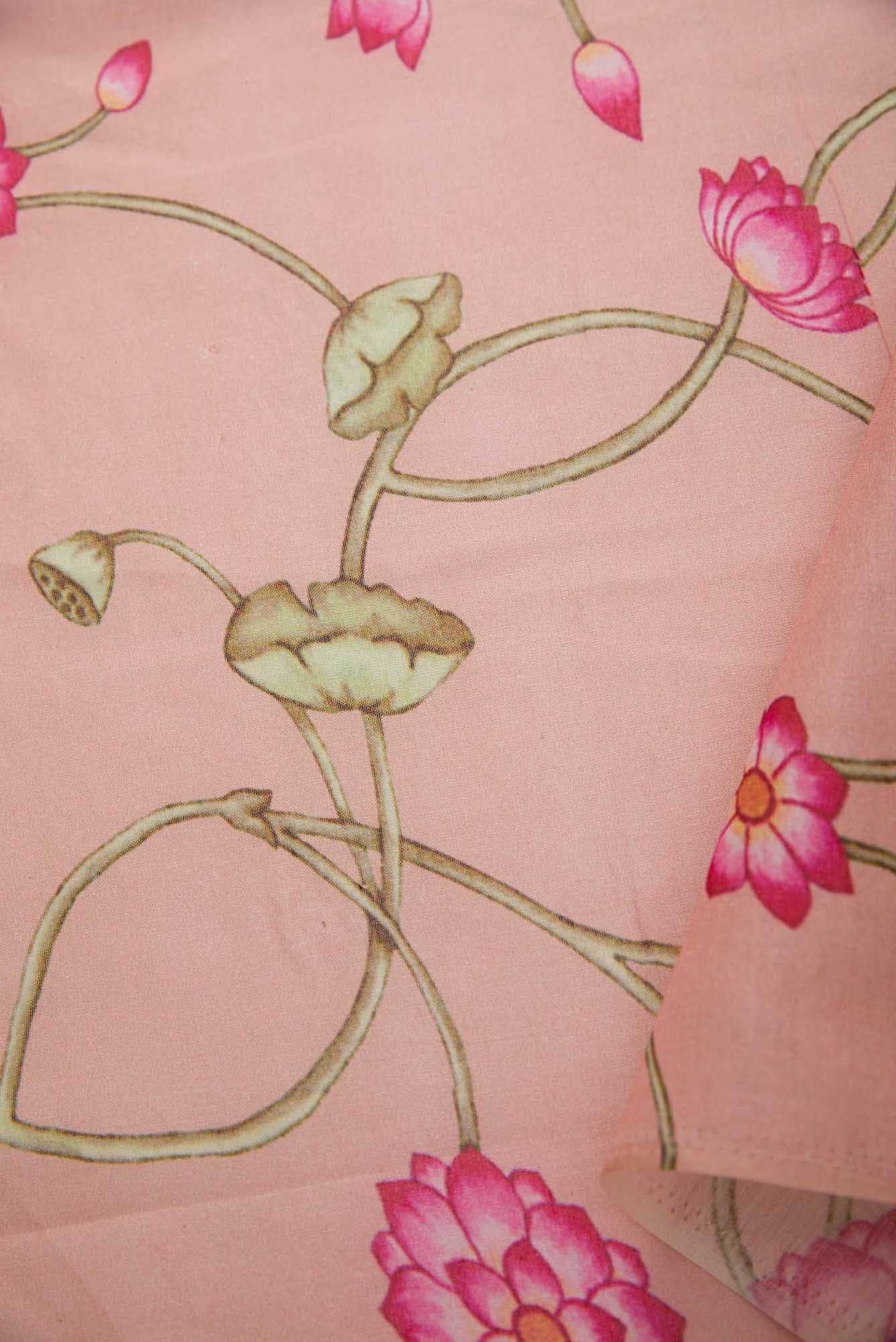 Peach Chanderi Silk Dress Material