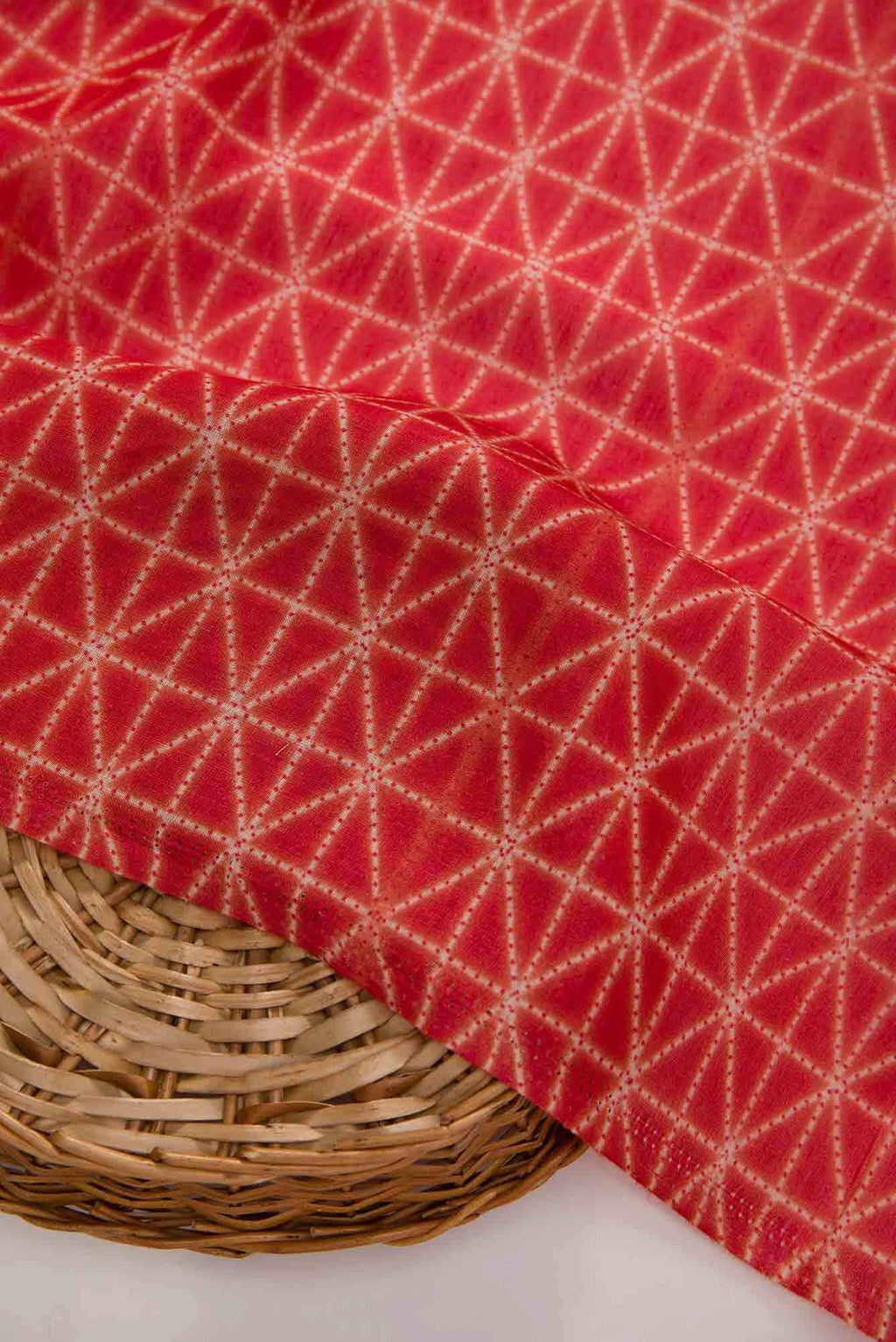 Red Chanderi Silk Dress Material