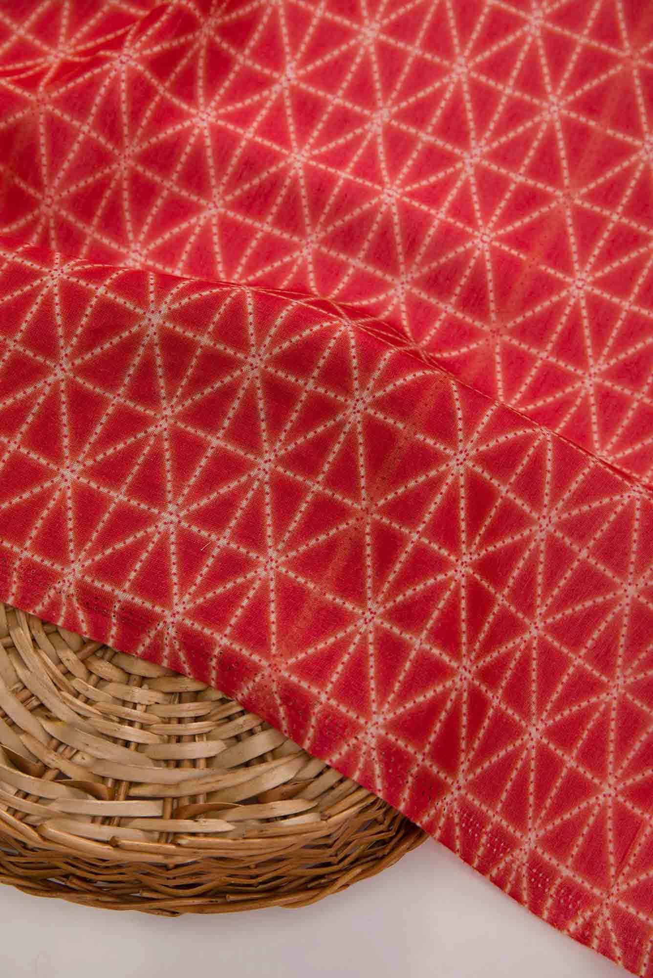Red Chanderi Silk Dress Material