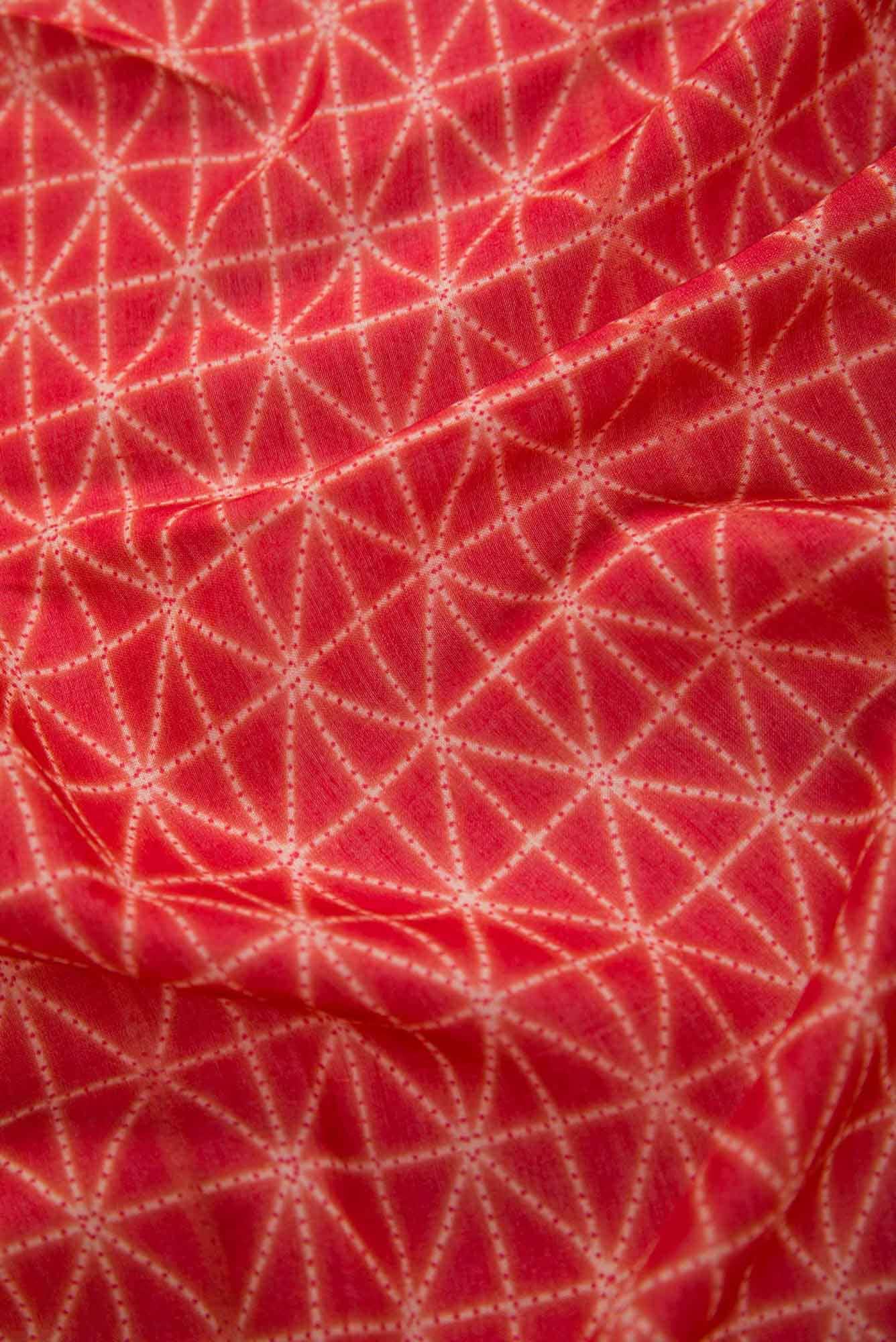 Red Chanderi Silk Dress Material