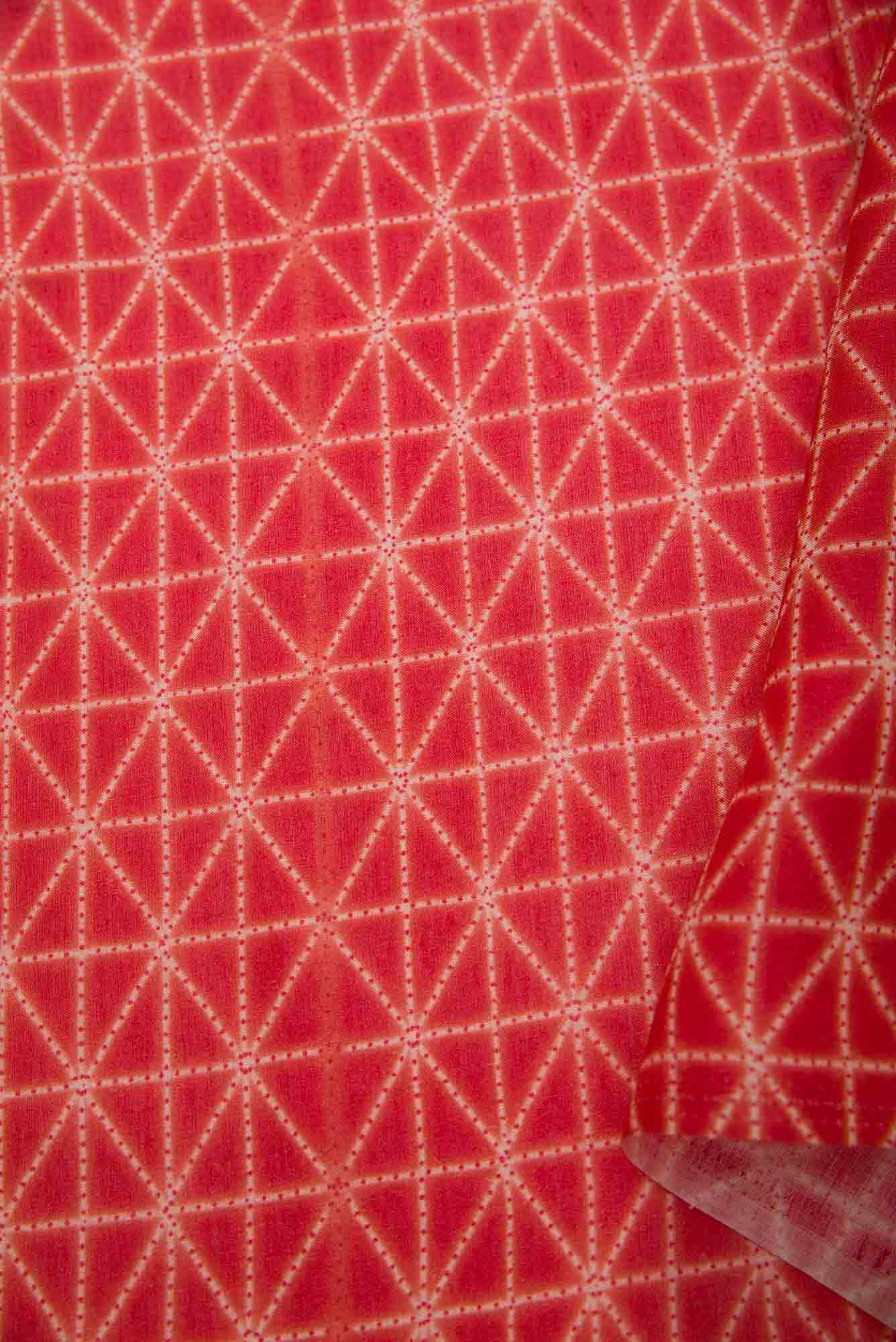 Red Chanderi Silk Dress Material