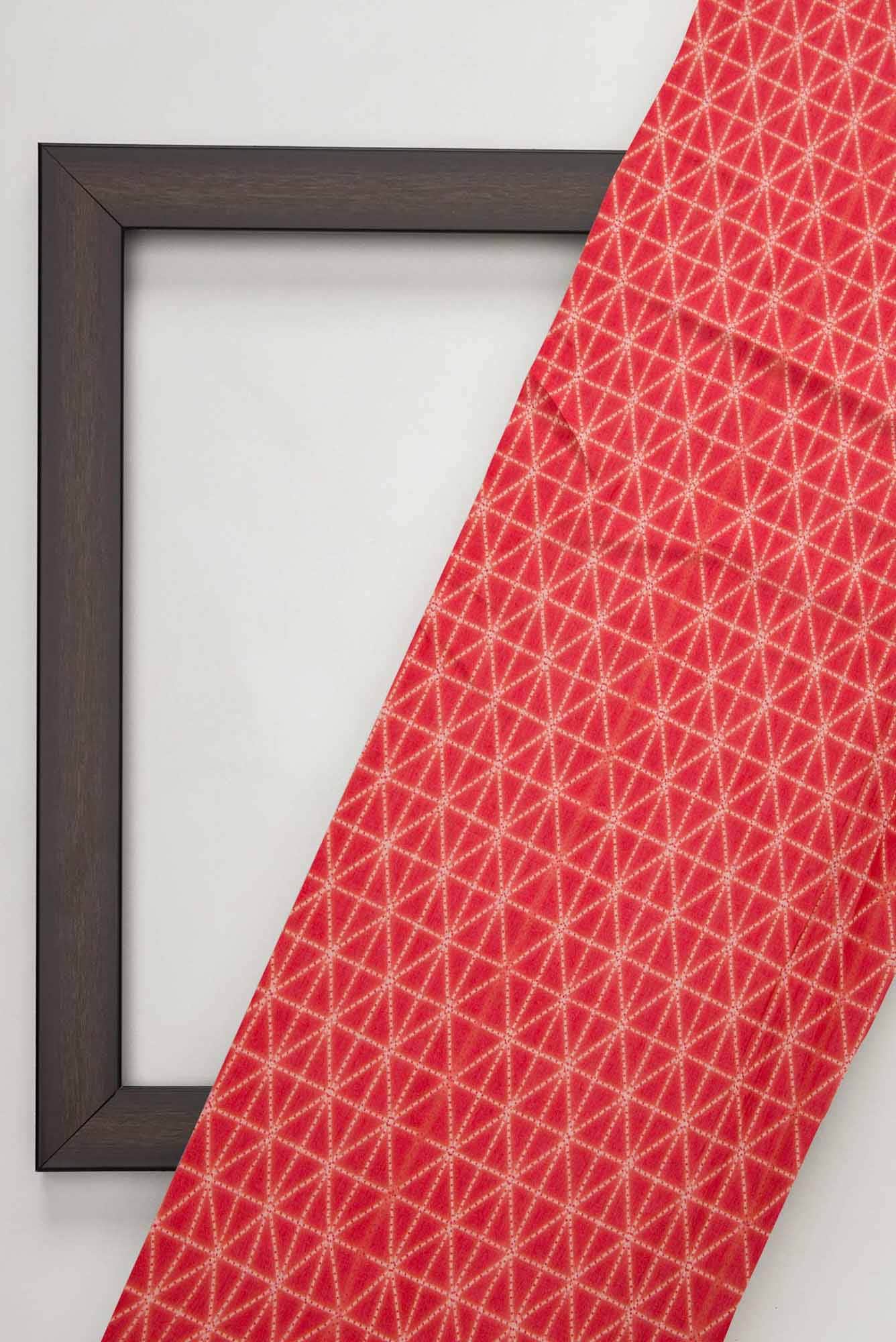 Red Chanderi Silk Dress Material