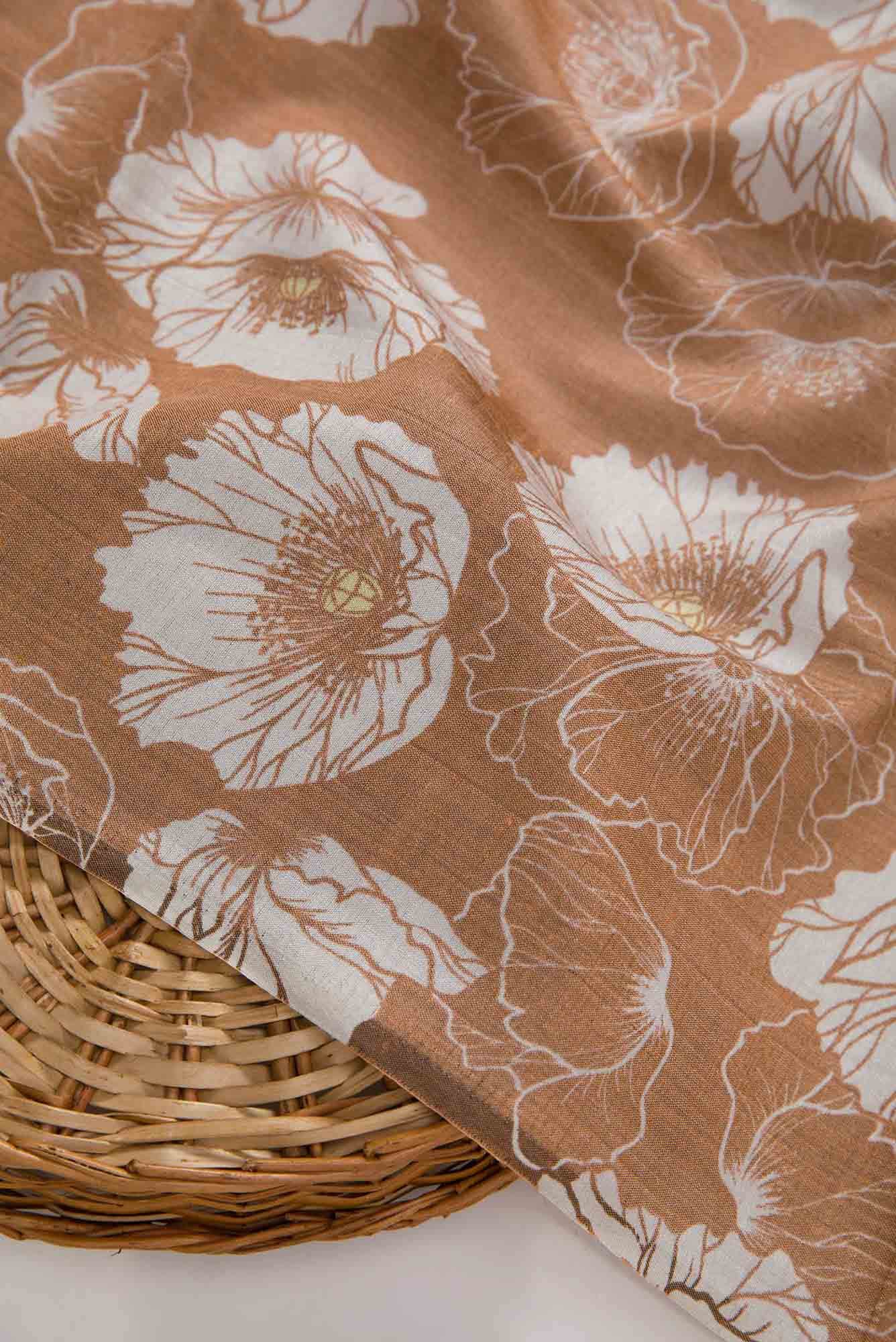 Brown Raw Silk Dress Material