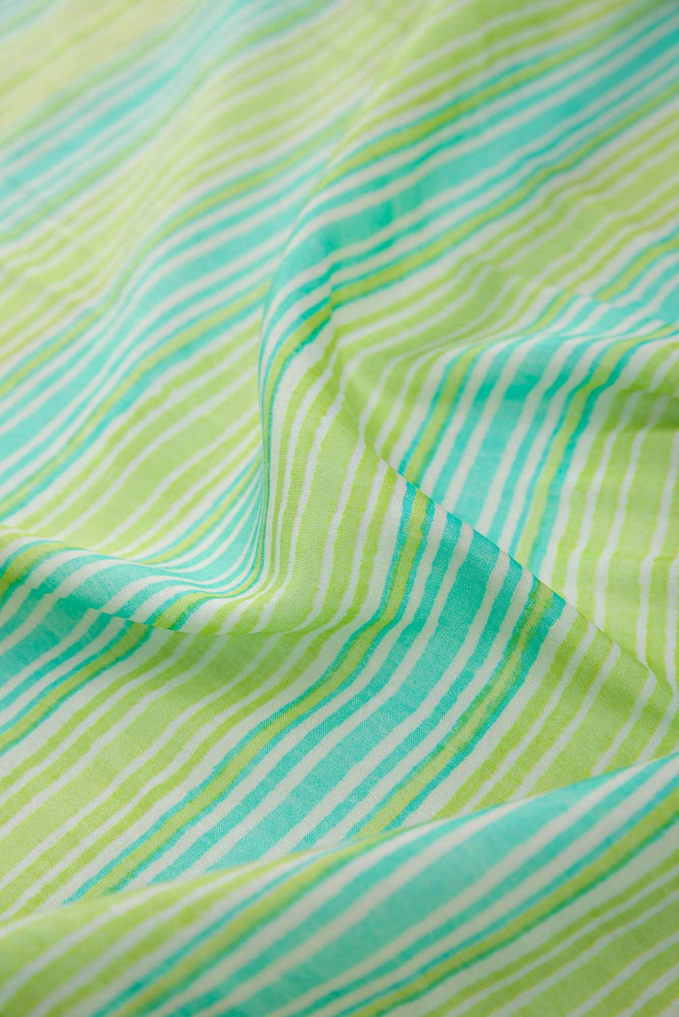 Green and Blue Chanderi Silk Dress Material