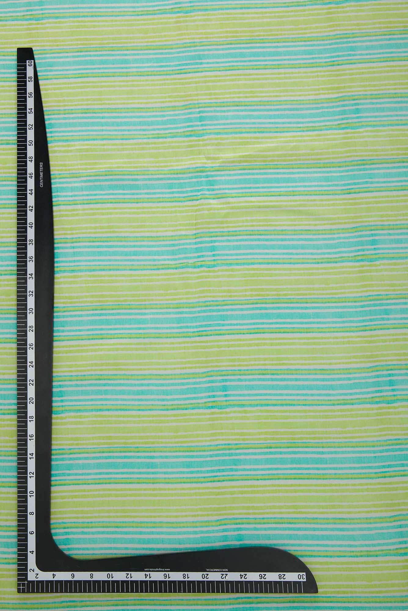 Green and Blue Chanderi Silk Dress Material