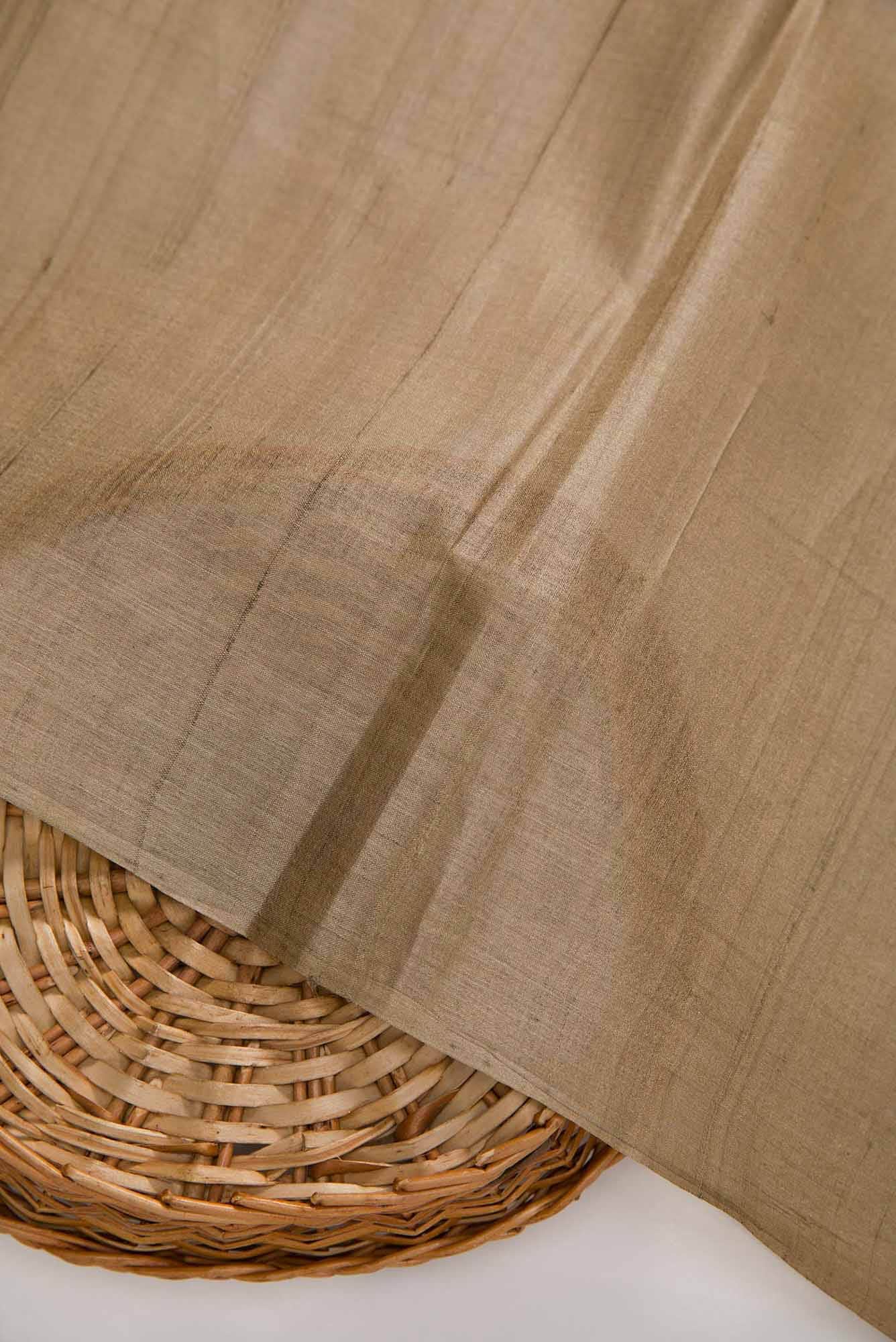Brown Tussar Silk Dress Material