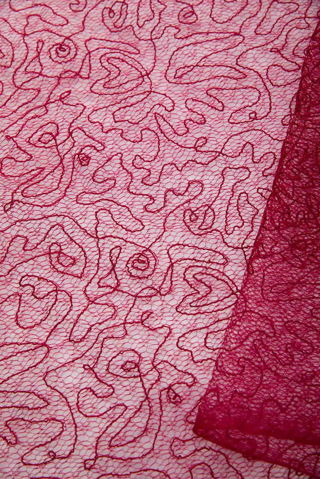Maroon Embroidery Net Dress Material
