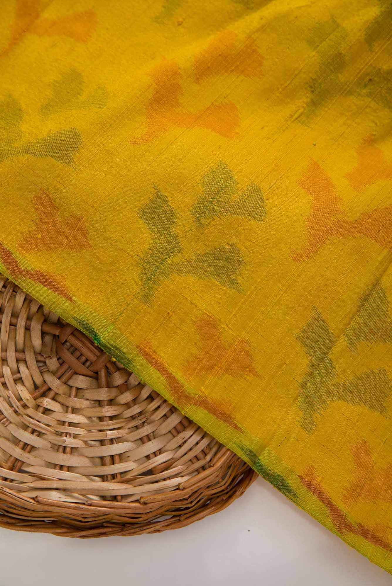 Mehandi Green Raw Silk Dress Material