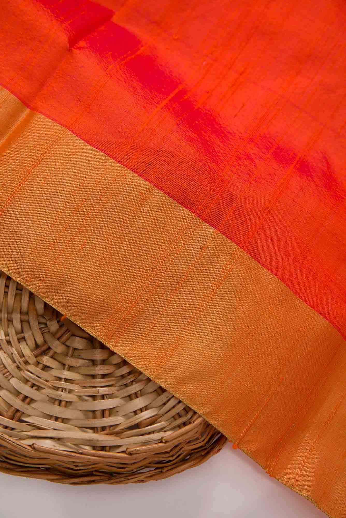 Orange Raw Silk Dress Material