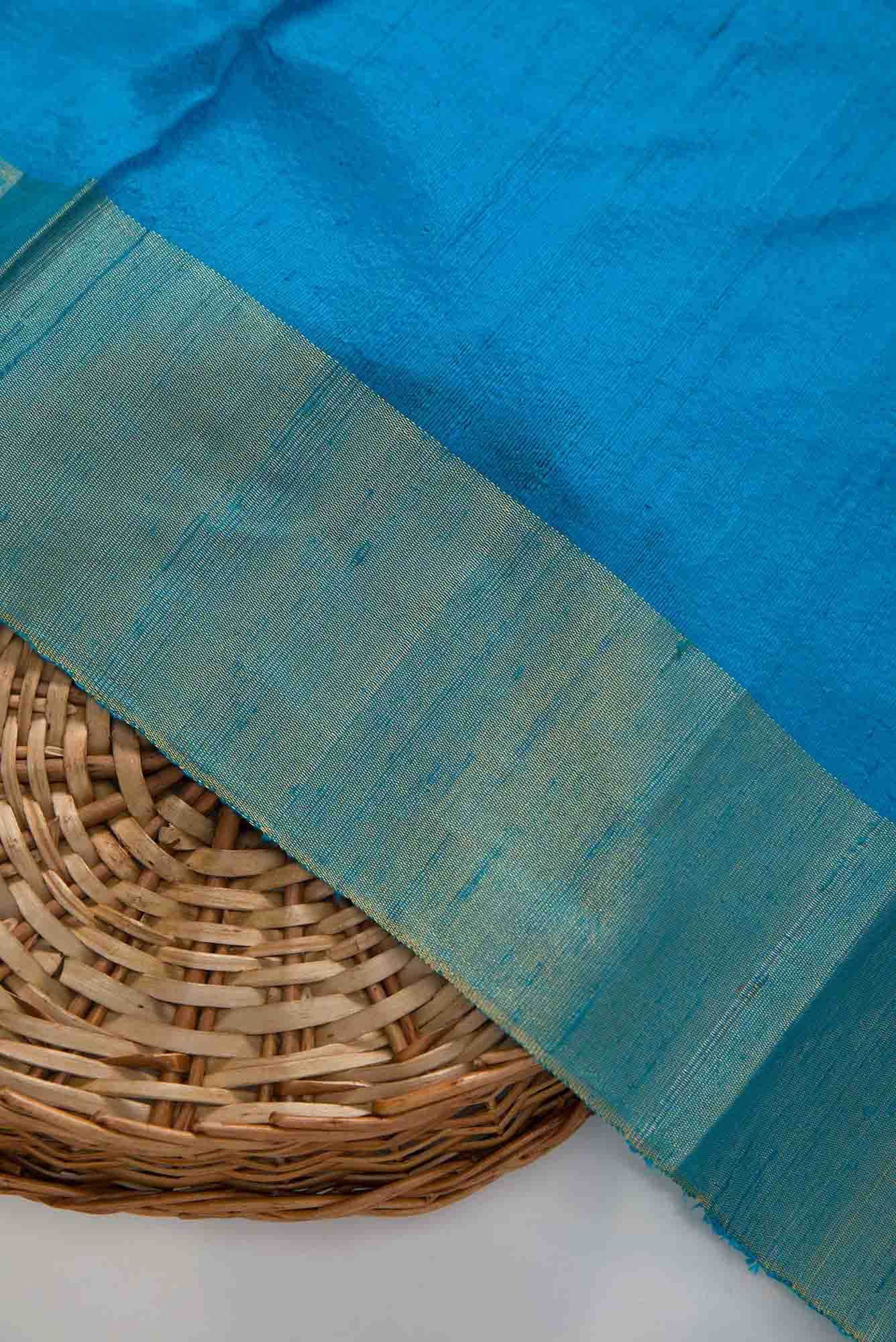 Blue Raw Silk Dress Material
