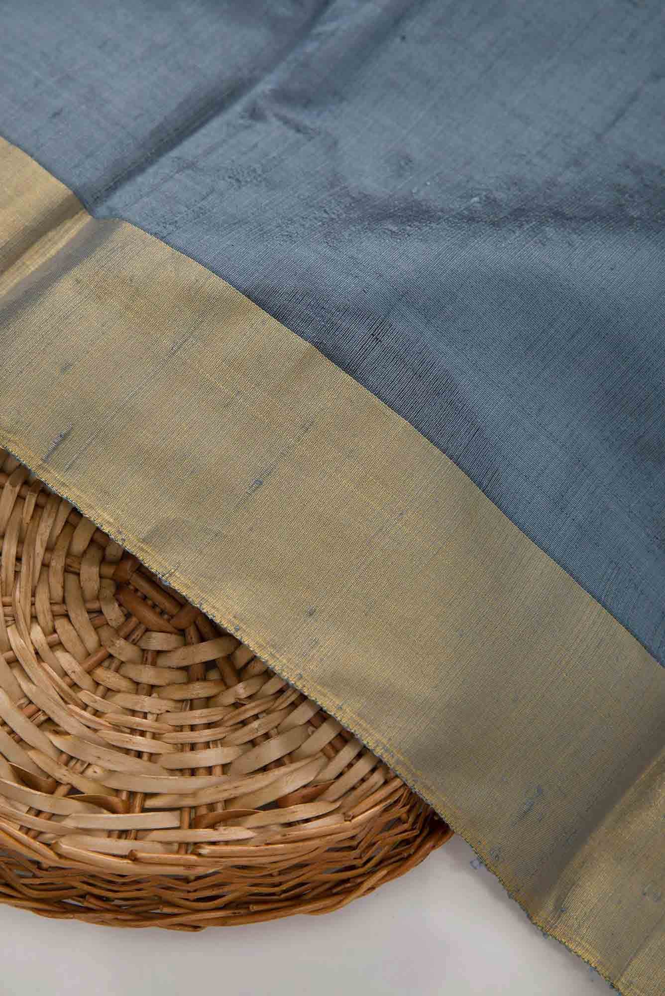Grey Raw Silk Dress Material
