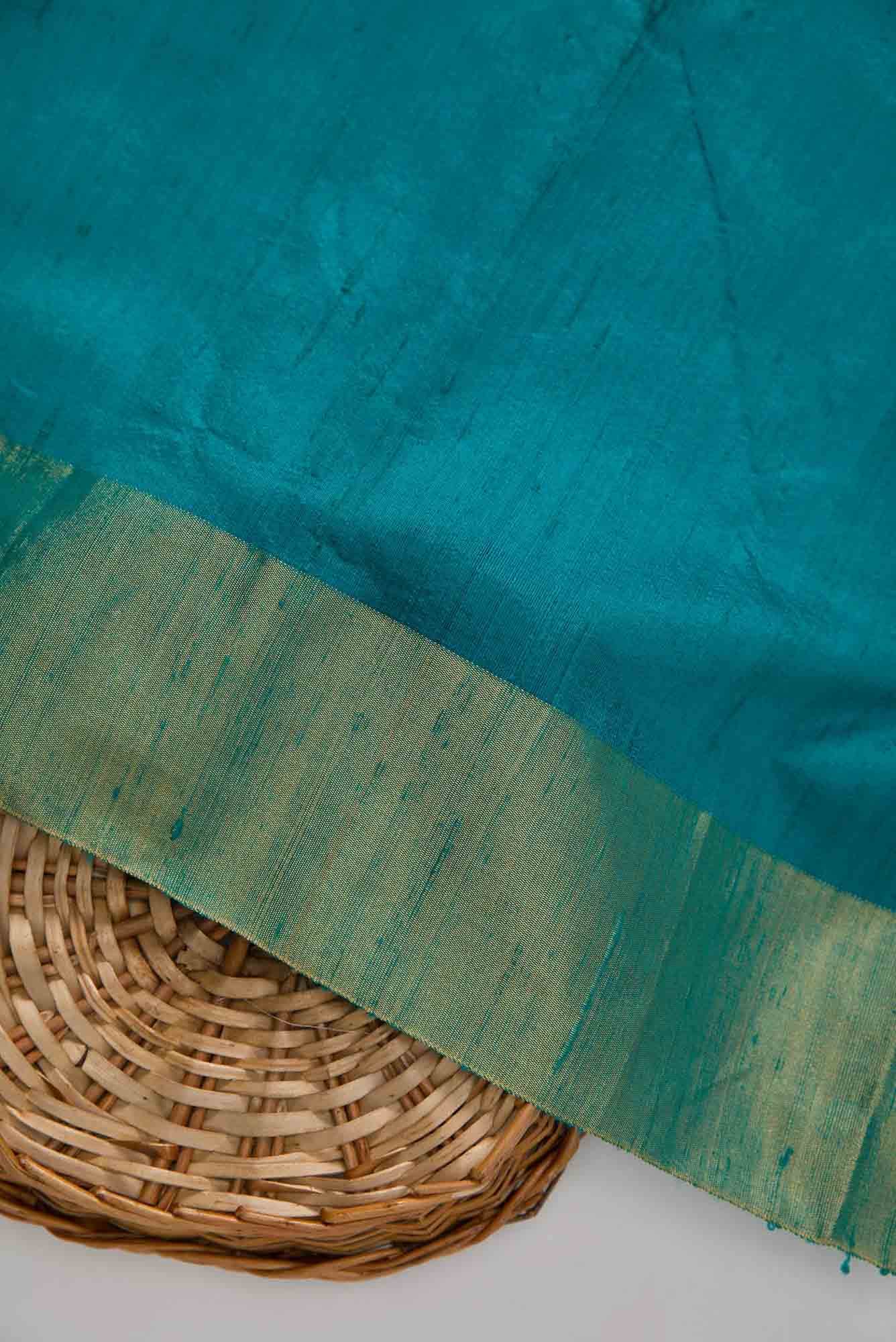 Peacock Blue Raw Silk Dress Material