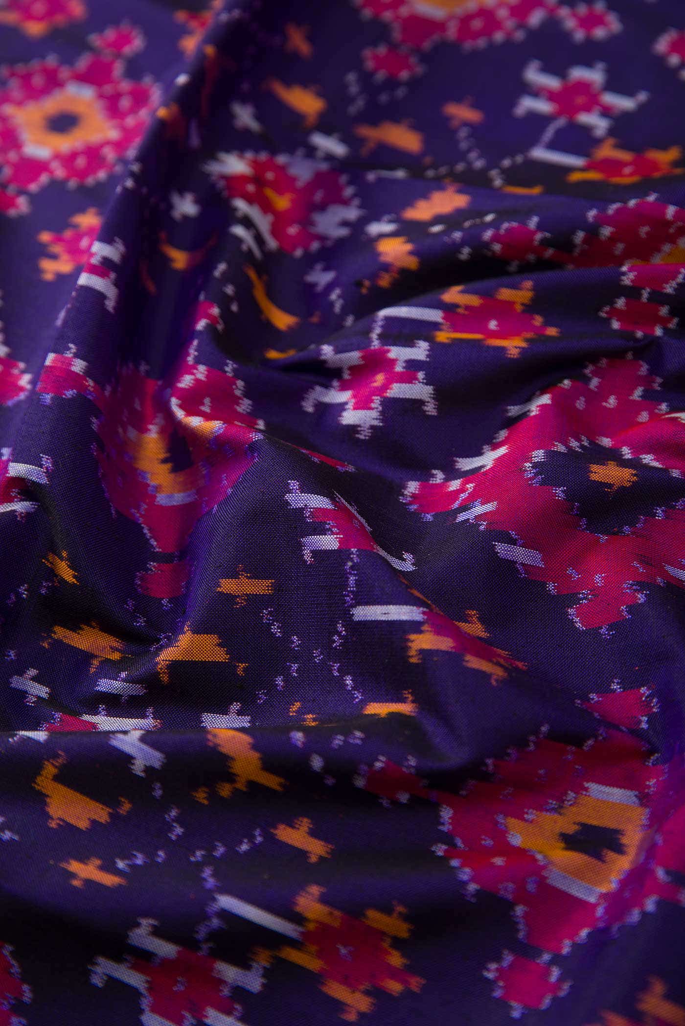 Navy Blue Double Ikat Dress Material