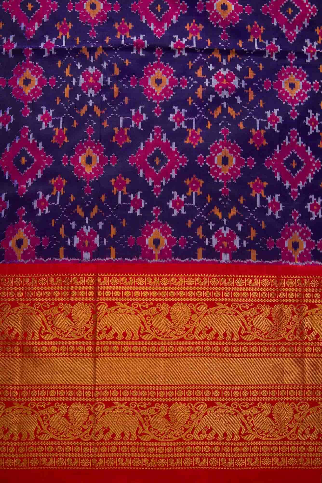 Navy Blue Double Ikat Dress Material