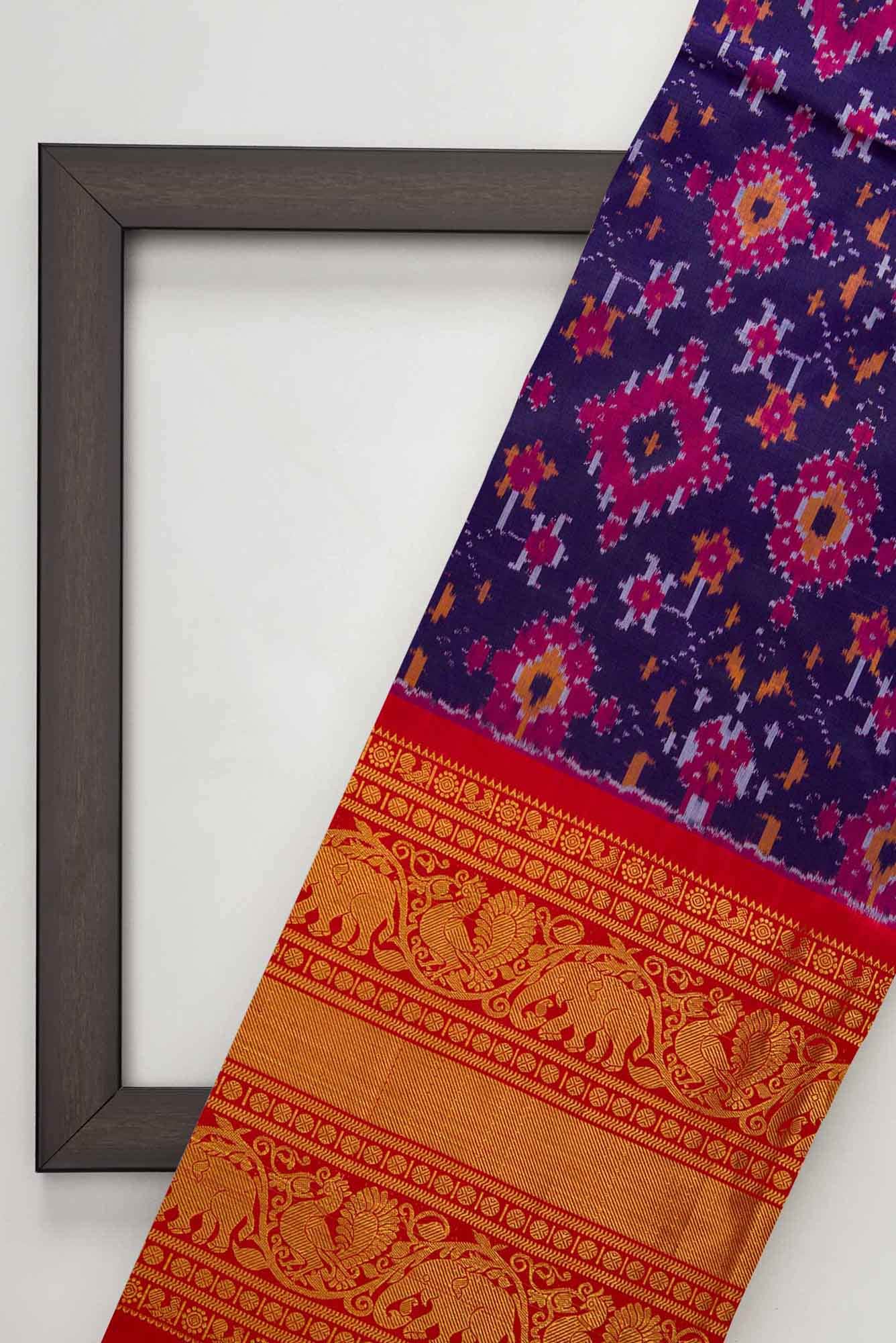 Navy Blue Double Ikat Dress Material