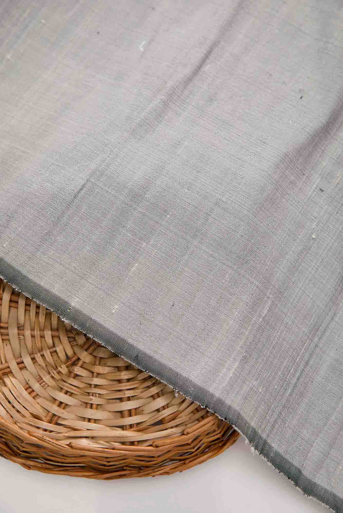 Grey Raw Silk Dress Material