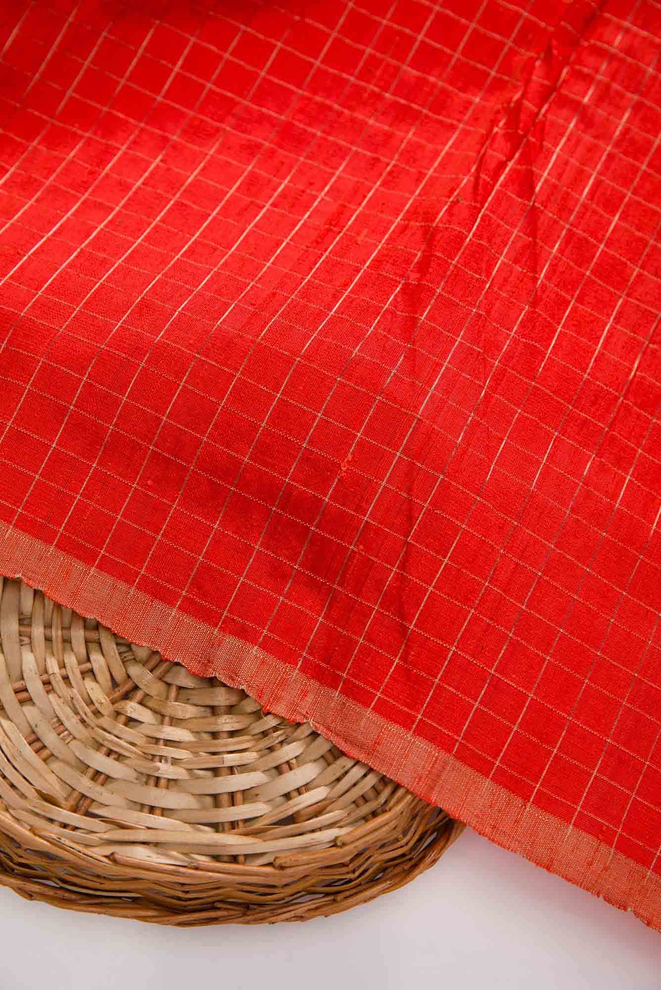 Orange Raw Silk Dress Material