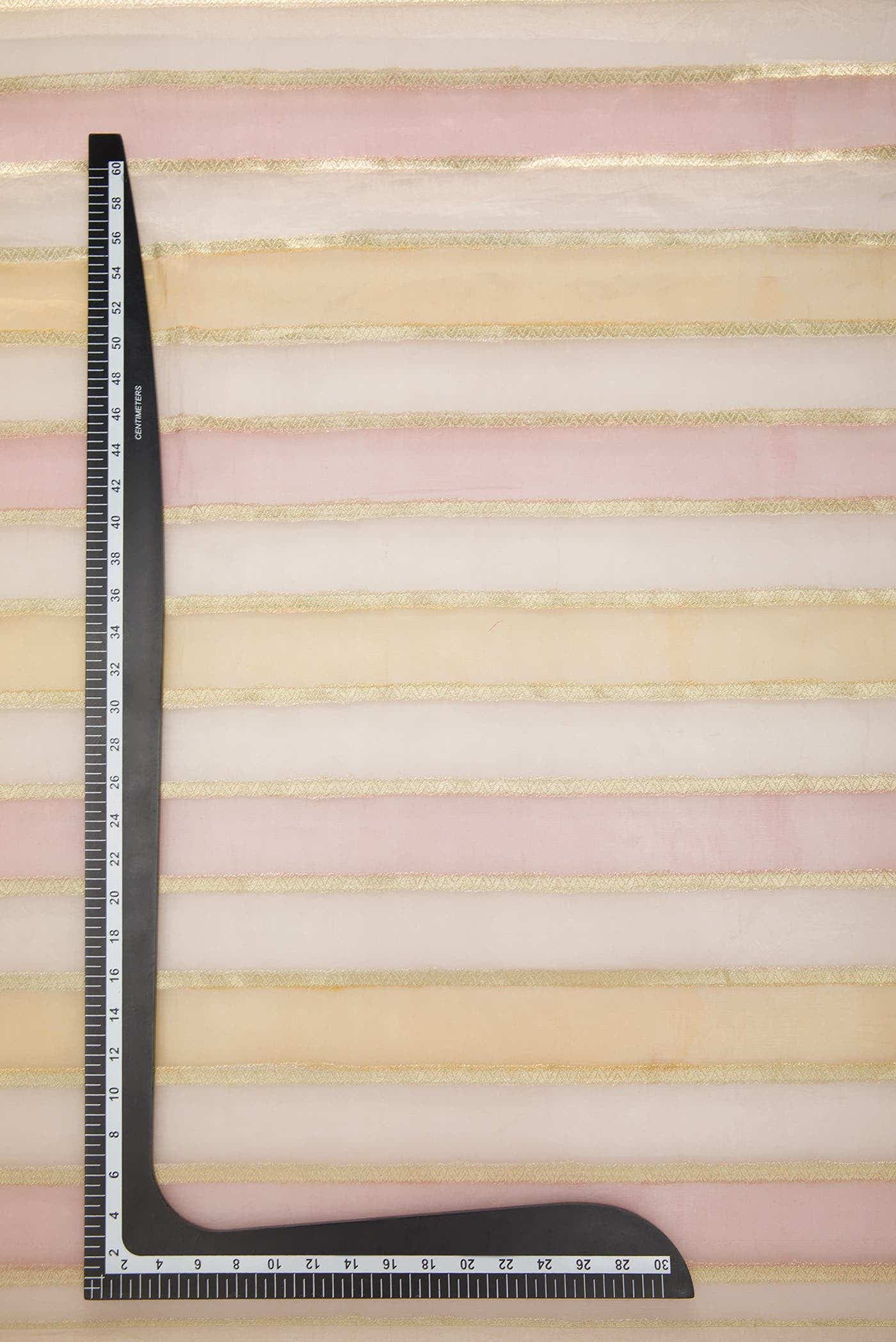 Rose Gold and Sandal Organza Silk Dress Material